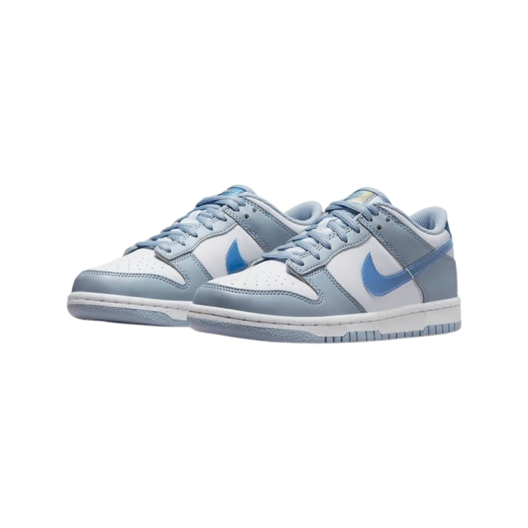 Nike Dunk Low (GS) Next Nature Sneakers - Blue Whisper, Hyper Royal, Green Abyss & White Colorway | Comfortable Kids Basketball Shoes for School, Sports & Casual Wear