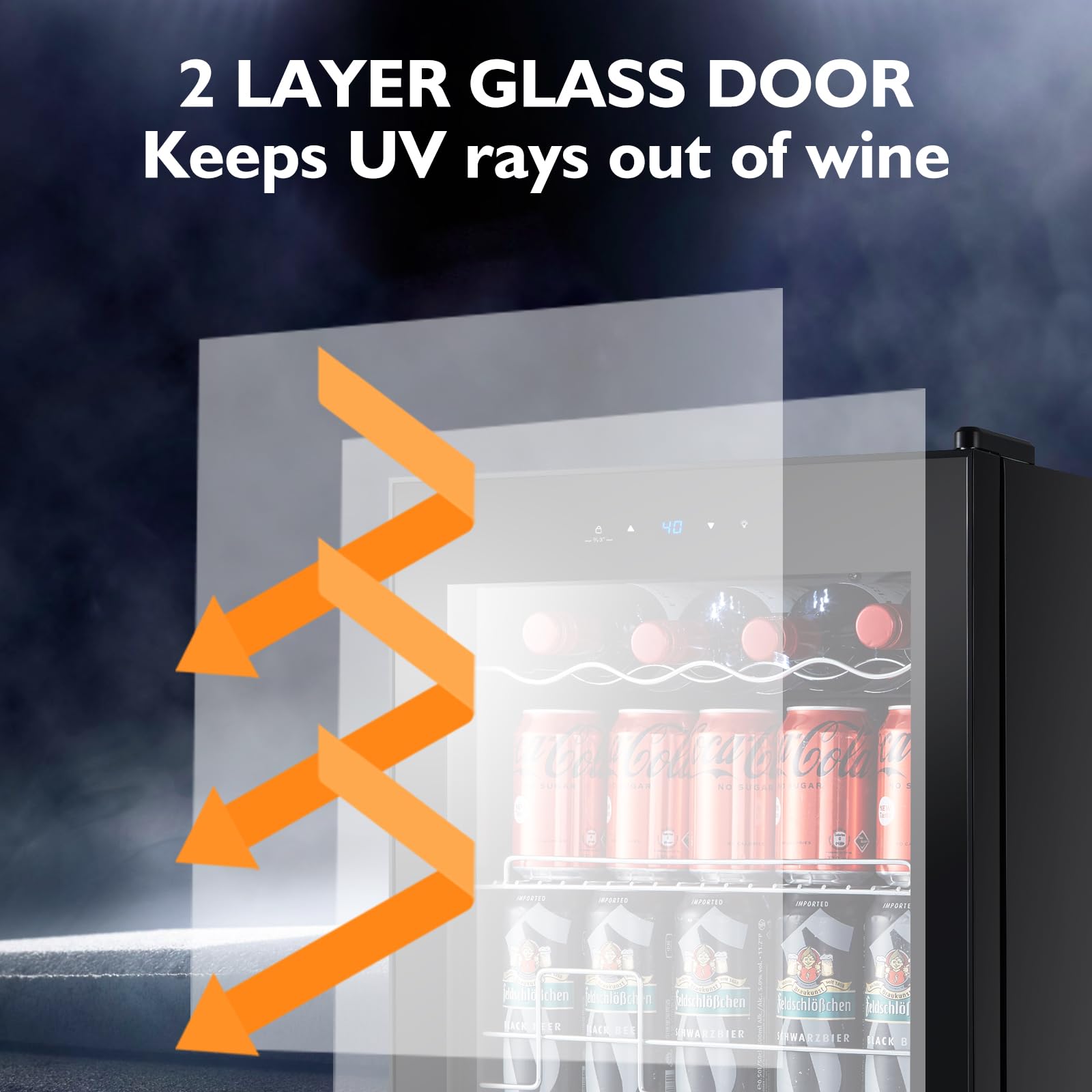 15 Bottle Mini Wine Fridge Freestanding - Digital Control Wine Cooler Refrigerator for Red & White Wine with Glass Door - Perfect for Home Bar, Kitchen Countertop & Office Use