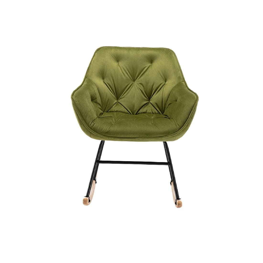 Comfortable Rocking Chair for Living Room - Green Accent Chair with Padded Seat | Perfect for Nursery, Porch & Reading Nook