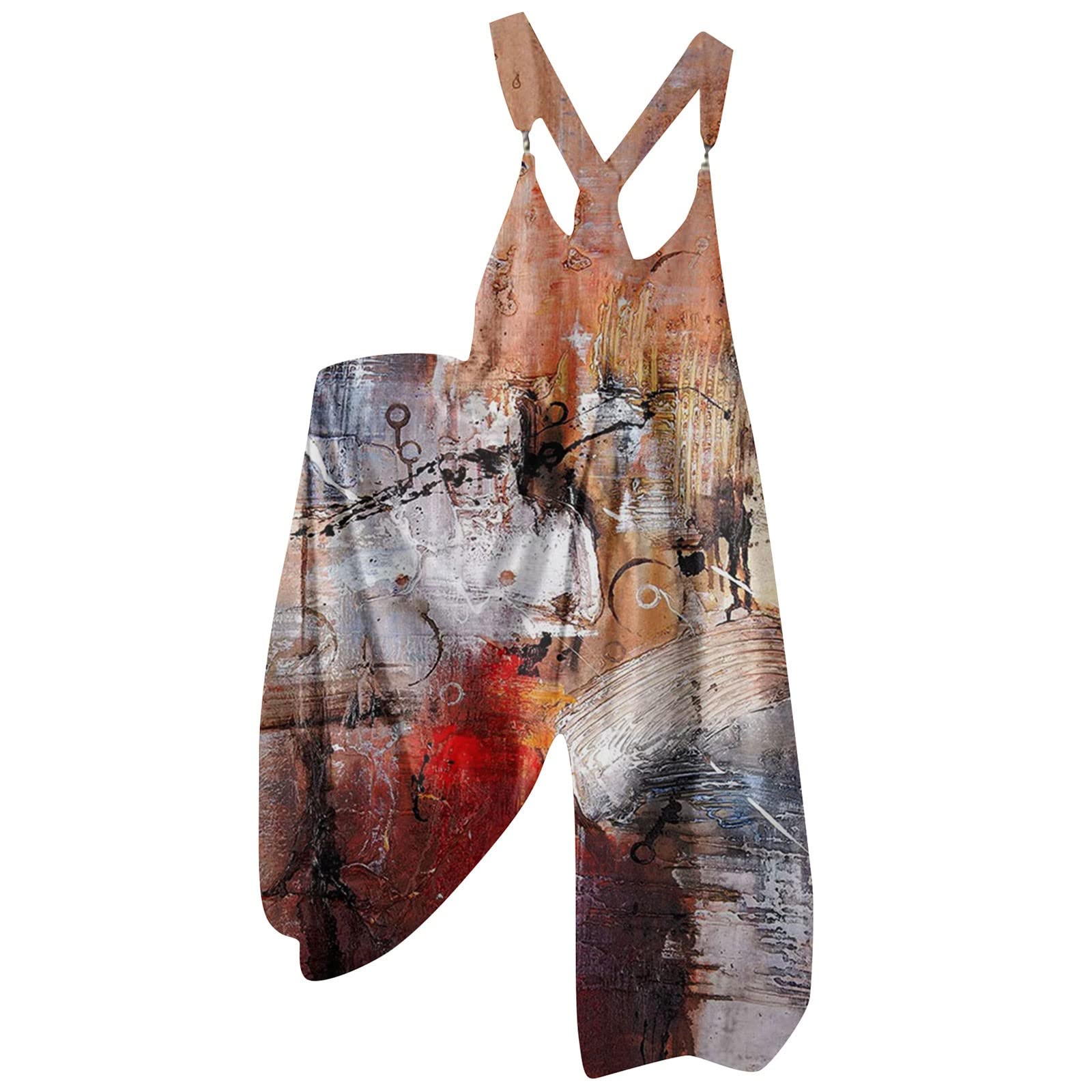 2022 Winter Skull Printed Women's Overalls - Warm Cotton Baggy Wide Leg Pants, Loose Fit Romper Jumpsuit Bib Overalls for Casual Wear & Street Fashion
