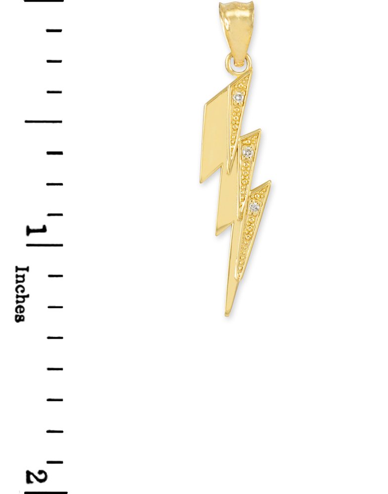 10K Yellow Gold Diamond Lightning Bolt Pendant Necklace for Women - Elegant Layering Jewelry Gift for Birthday, Anniversary & Everyday Wear