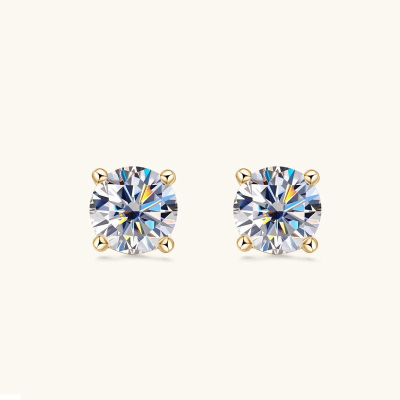 Classic 4-Prong Moissanite Stud Earrings for Women - Durable & Sparkling White Gold Earrings for Everyday Wear, Gift Giving & Special Occasions