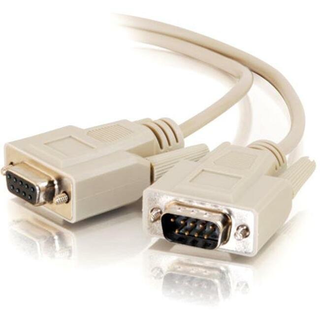 100Ft DB9 Male to Female Extension Cable - Serial Port Extender for Computers, Printers & POS Systems - Beige Color for Office & Home Use