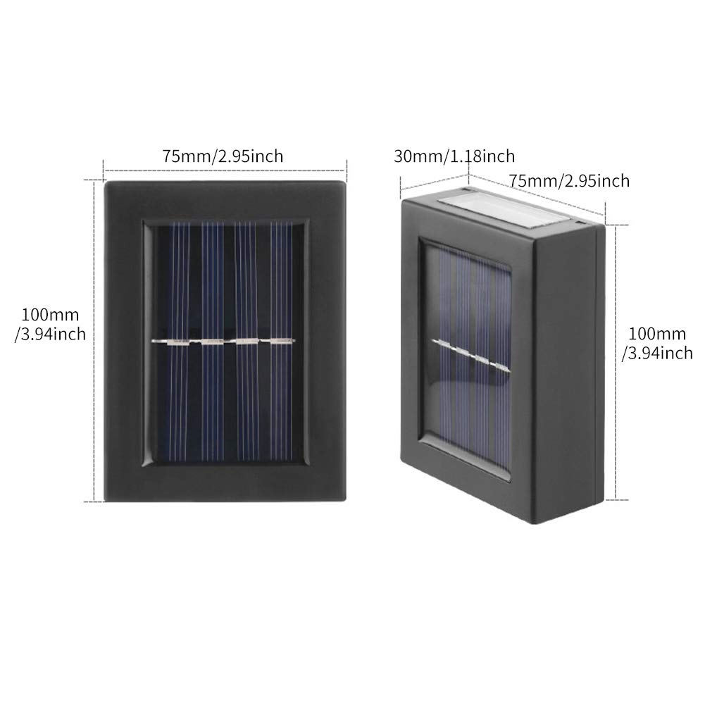CALIDAKA 2 Pack LED Solar Wall Lights - Waterproof IP65 Outdoor Security Lighting, Up & Down Solar Fence Lights for Garden, Porch, Pathway (Warm White) | Perfect for Home Exterior, Backyard & Landscape Illumination