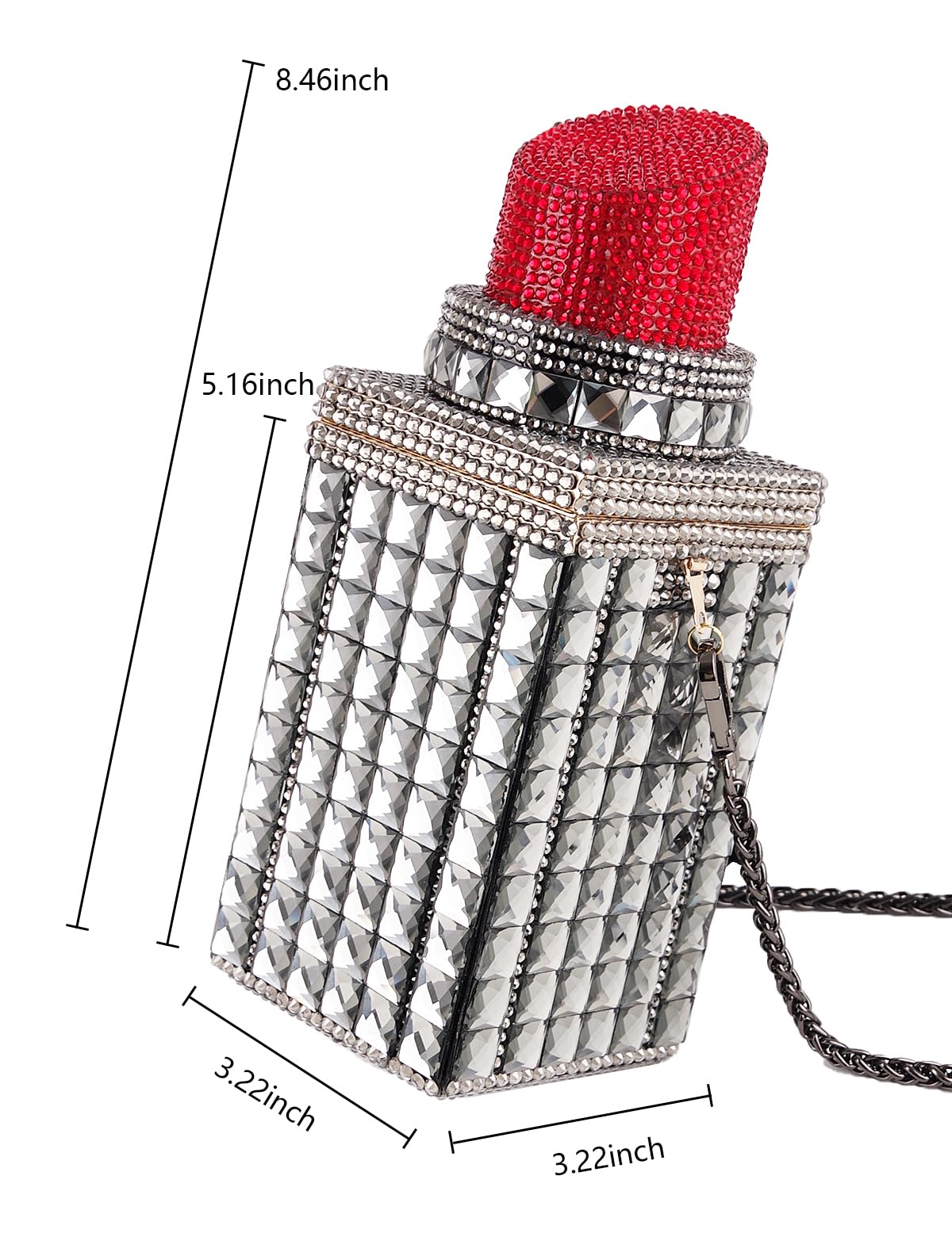 Sparkly Rhinestone Crystal Glitter Evening Clutch Bag for Women - Elegant Lipstick Shape Design, Perfect for Banquets, Parties & Special Occasions