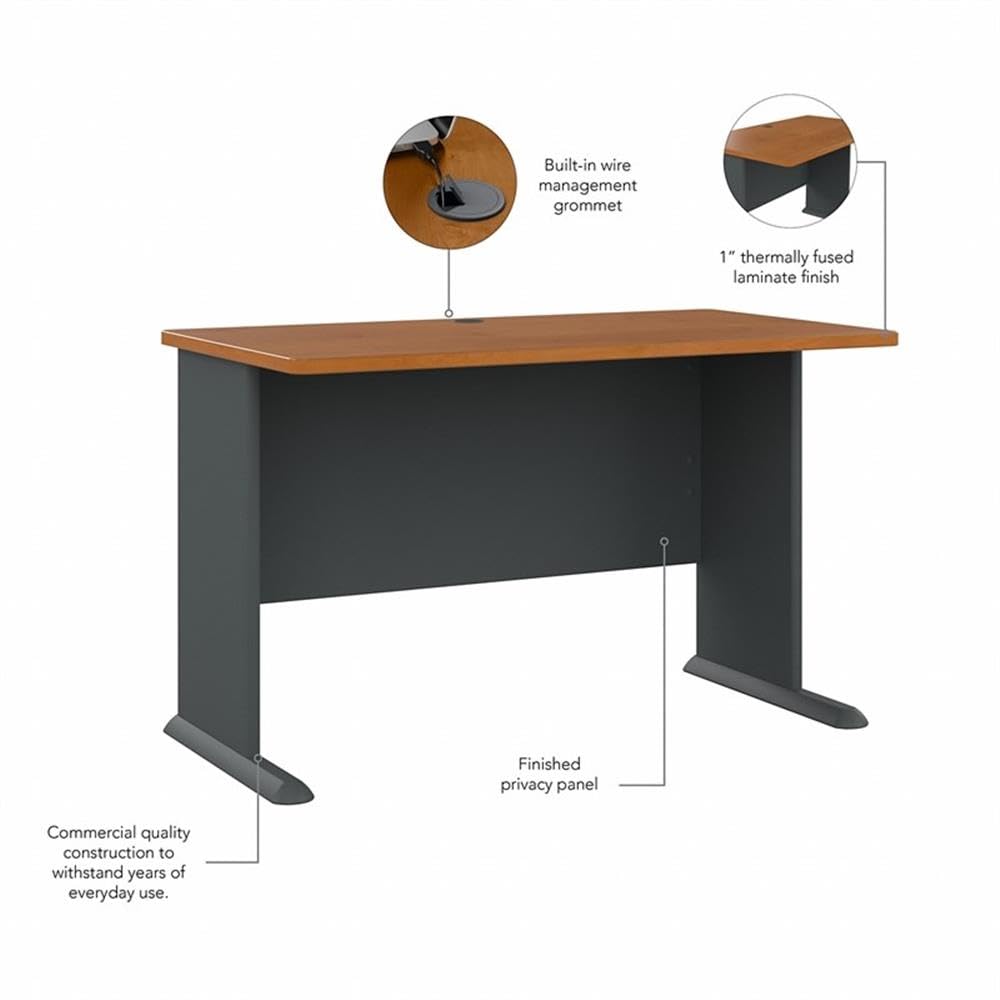 48W Modern Wooden Desk with Natural Cherry Top & Slate Gray Base - Perfect for Home Office, Study Room, or Workspace