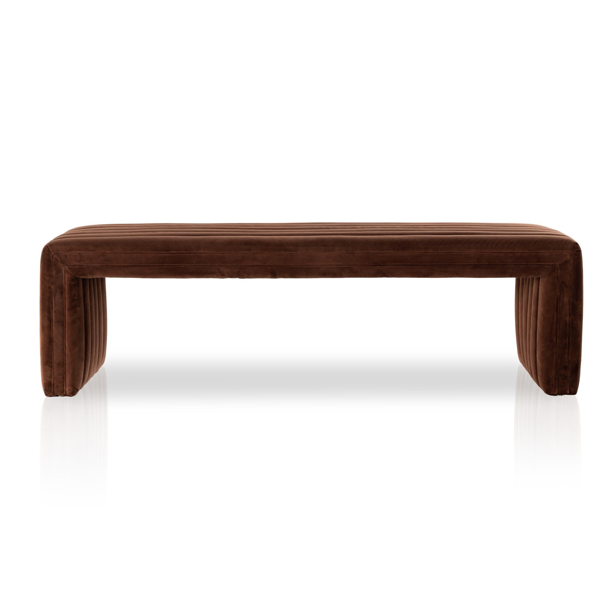 Augustine Bench Surrey Auburn by Four Hands | Modern Wooden Entryway Bench with Upholstered Seat | Perfect for Living Room, Bedroom, or Hallway Decor