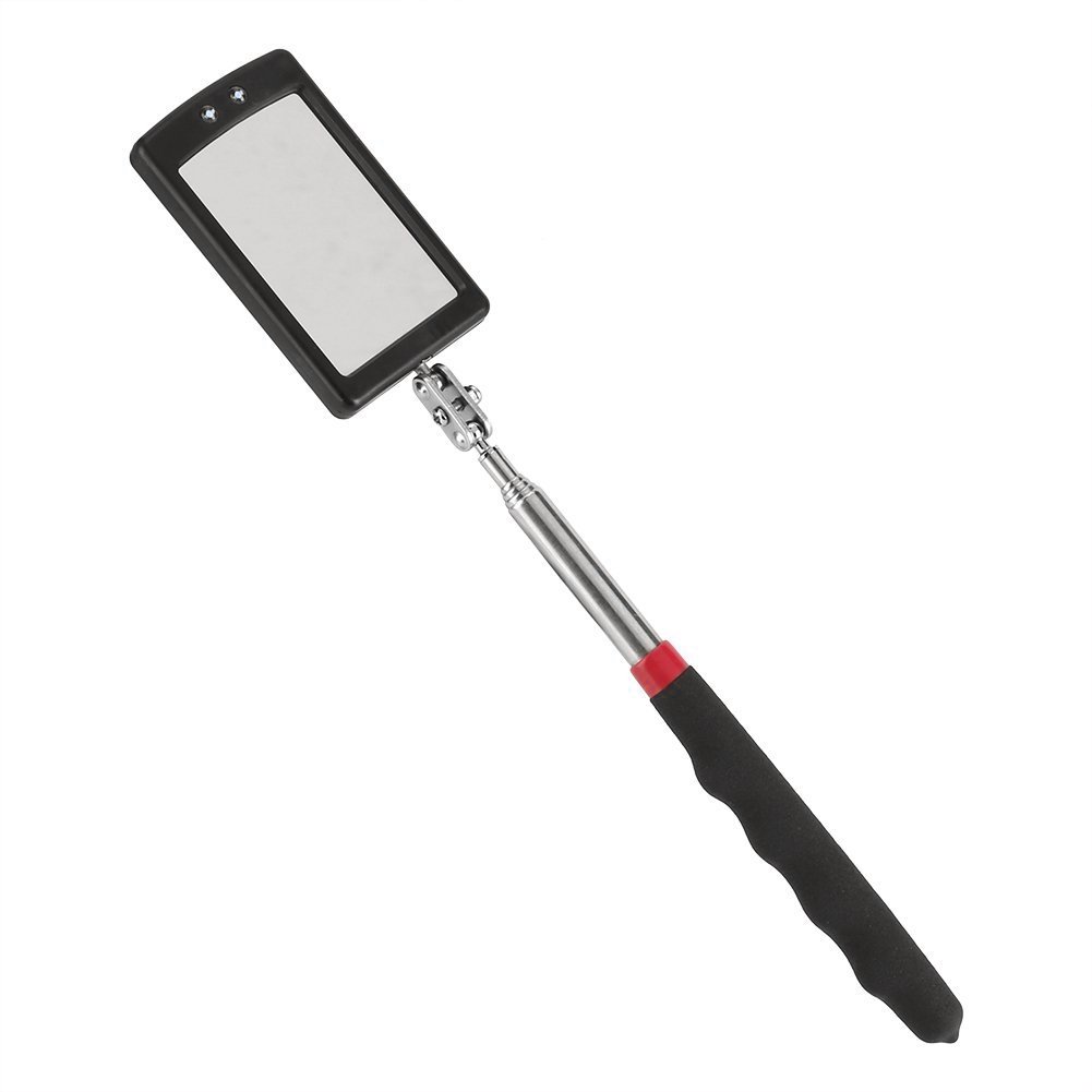 2-Pack LED Telescoping Inspection Mirror with Extendable Handle - Mechanics Mirror Tool for Checking Vehicle Small Parts, Hard-to-Reach Areas - Perfect Christmas, Birthday Gift for Car Enthusiasts & DIYers (Great for Auto Repair, Home Maintenance & Industrial Use)