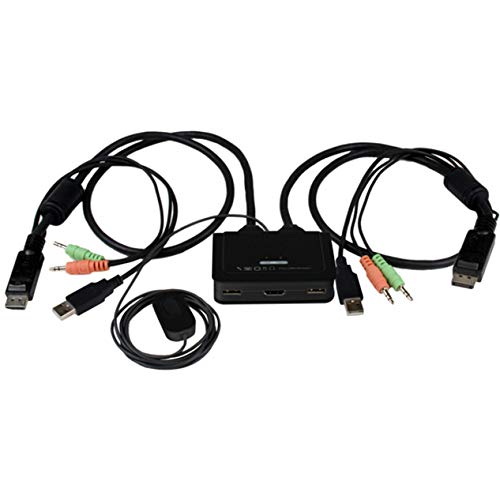 StarTech.com 2 Port USB HDMI KVM Switch with Audio & Remote Control - USB Powered HDMI KVM for Dual Monitor Setup - SV211HDUA Black - Perfect for Home Office, Gaming & IT Workstations