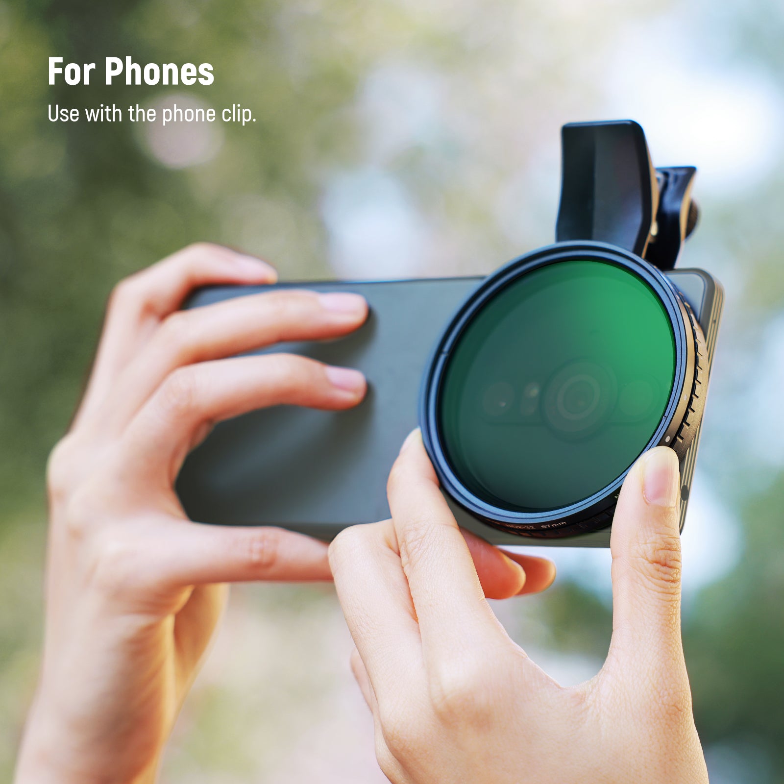 NEEWER FL B21/FL B25 67mm Variable ND2-ND32 Filter with Clip for Smartphone - Perfect for Vlogging, Photography & Cinematic Video Shooting