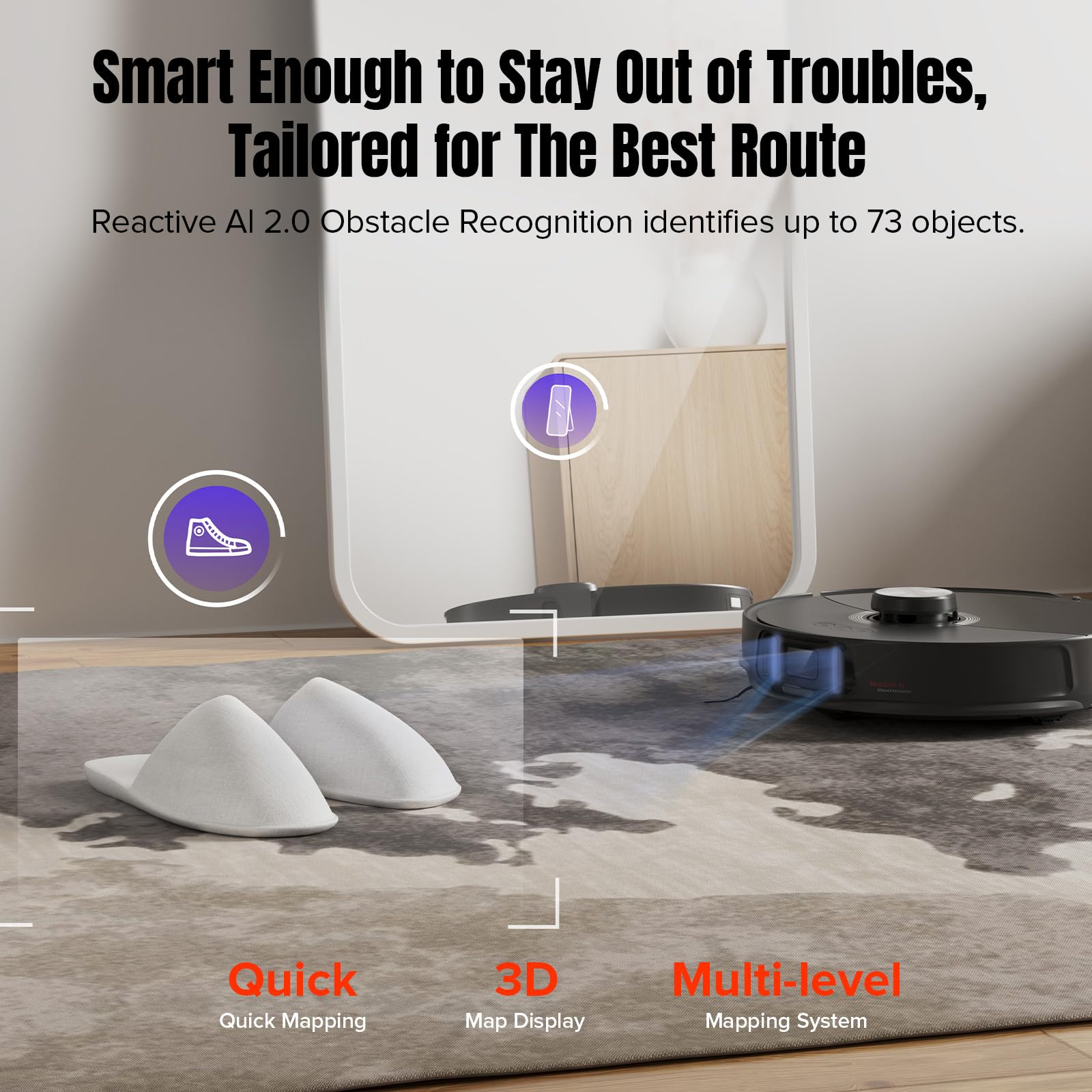 Roborock S8 MaxV Ultra Robot Vacuum and Mop Combo with Edge Cleaning - Smart Self-Emptying & Washing for Hardwood Floors and Carpets - Perfect for Pet Hair, Large Homes & Daily Cleaning