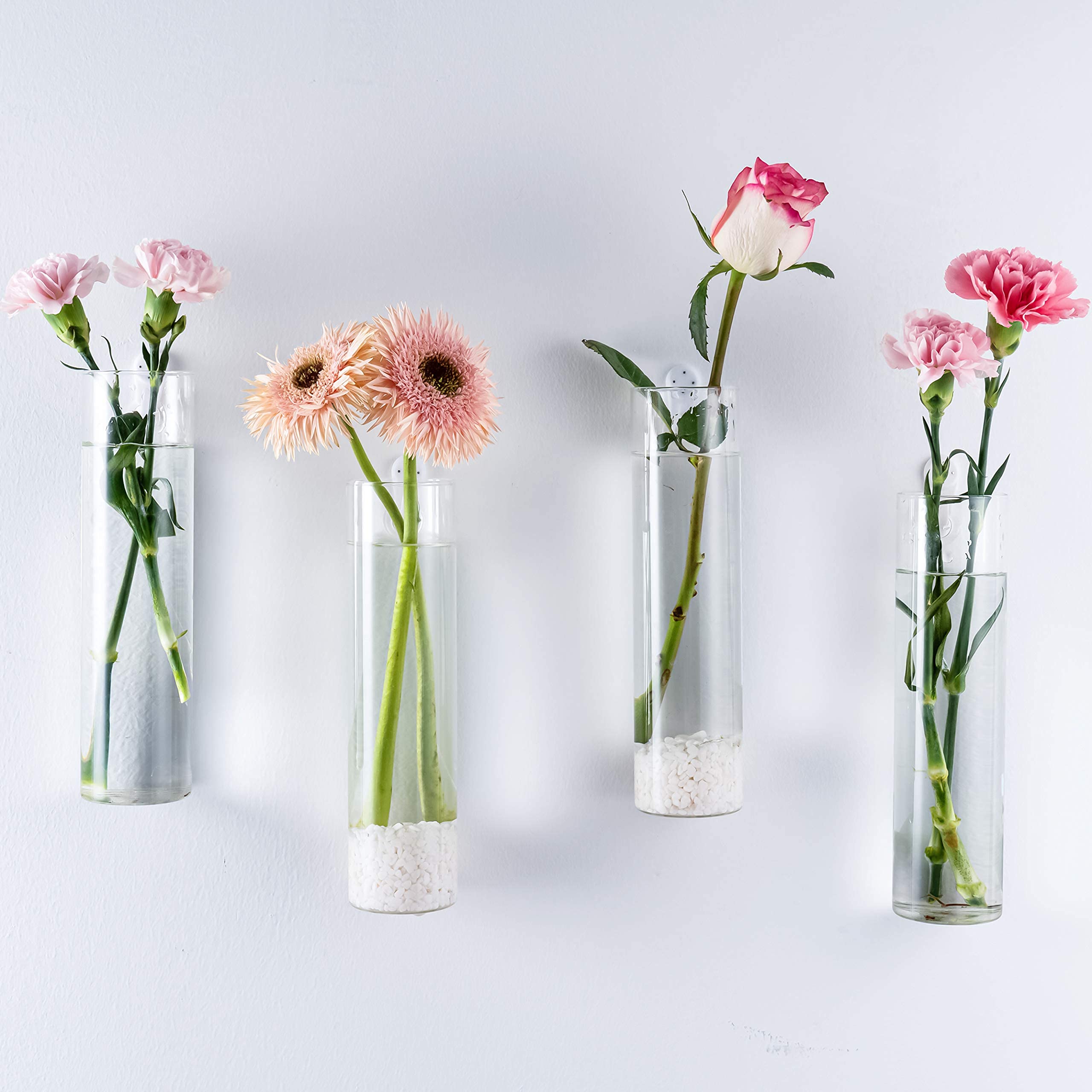 Kingbuy Glass Wall Hanging Planters - Air Plant Terrariums & Hydroponic Plant Containers for Home & Office Decor (Heart Vase + Large Cylinder) - Perfect for Indoor Gardens, Living Room Decor, and Gift Ideas