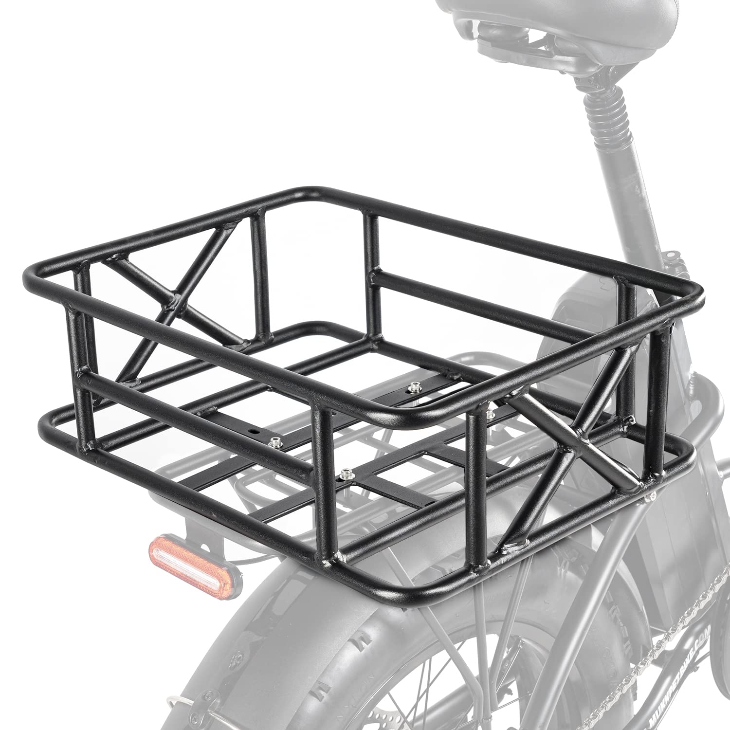 Rear Removable Metal Bike Basket - Large Capacity Quick Assemble for GL Series Folding Ebike & Mukkpet Suburban Electric Mountain Bike - Perfect for Commuting, Grocery Shopping & Outdoor Adventures