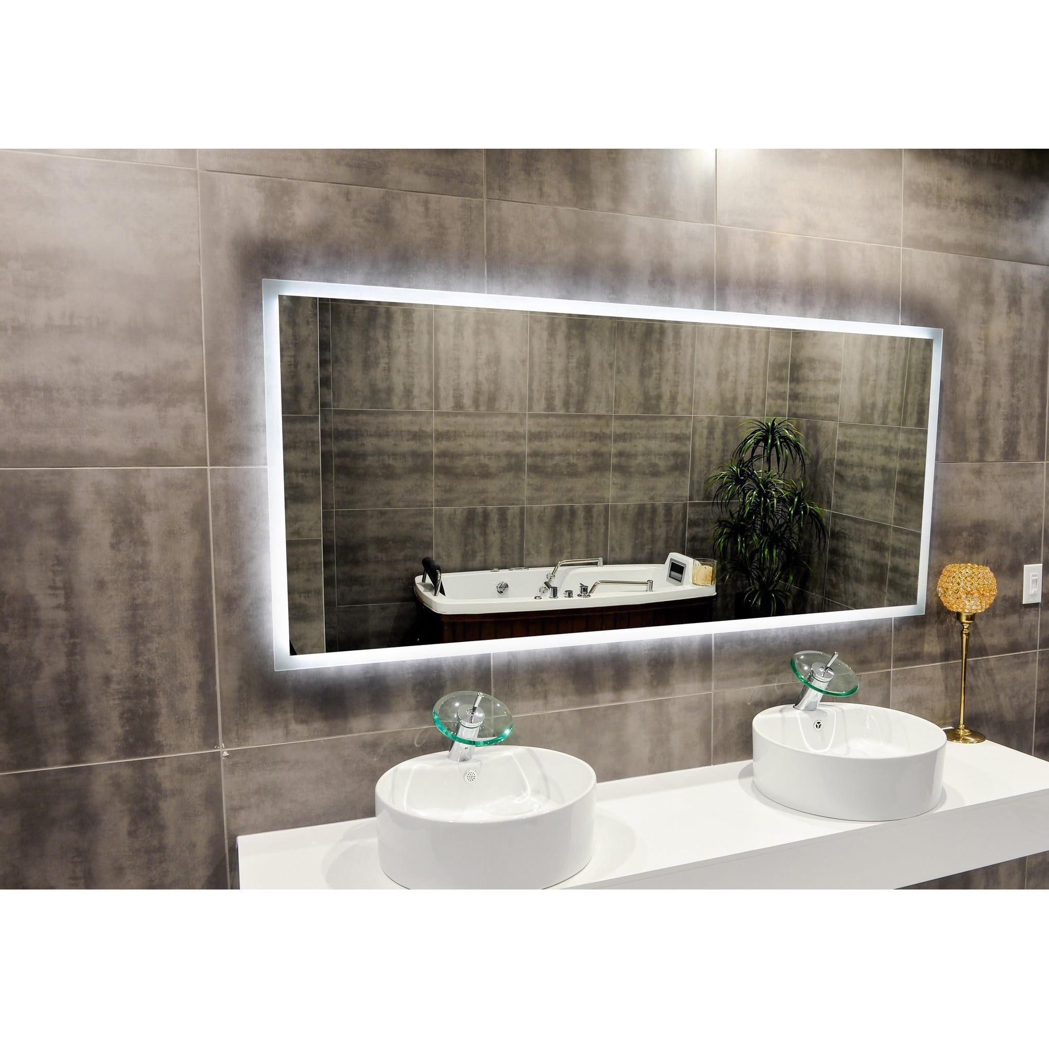 IB Mirror Rectangle Backlit Bathroom Mirror with Cool White LED Lighting - Perfect for Modern Vanity, Makeup Application & Spa-Like Bathroom Decor