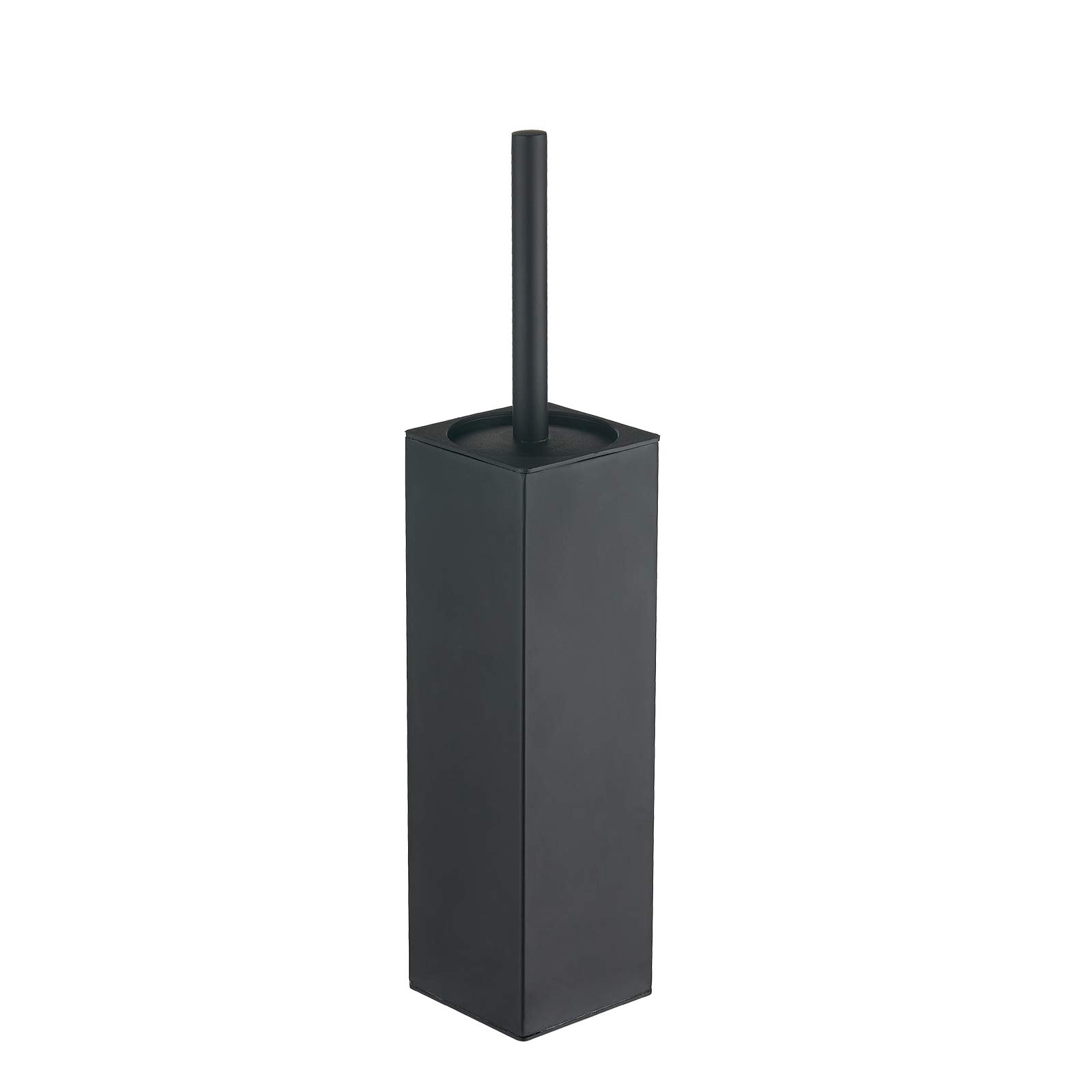 BGL Stainless Steel Square Toilet Brush Set with Holder - 2 Replaceable Rubber-Coated Brush Heads for Bathroom Cleaning - Black - Ideal for Home, Hotel & Office Restroom Maintenance