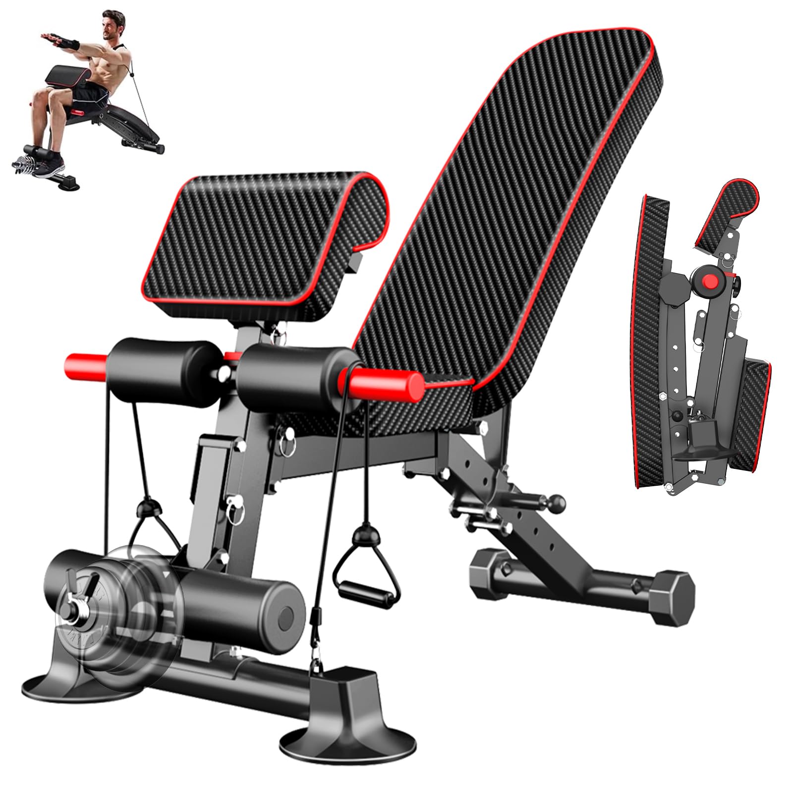 Adjustable Weight Bench for Home Gym - Foldable Incline Decline Workout Bench for Full Body Training, Supports 600 lbs - Perfect for Strength Training, Muscle Building & Home Fitness Routines