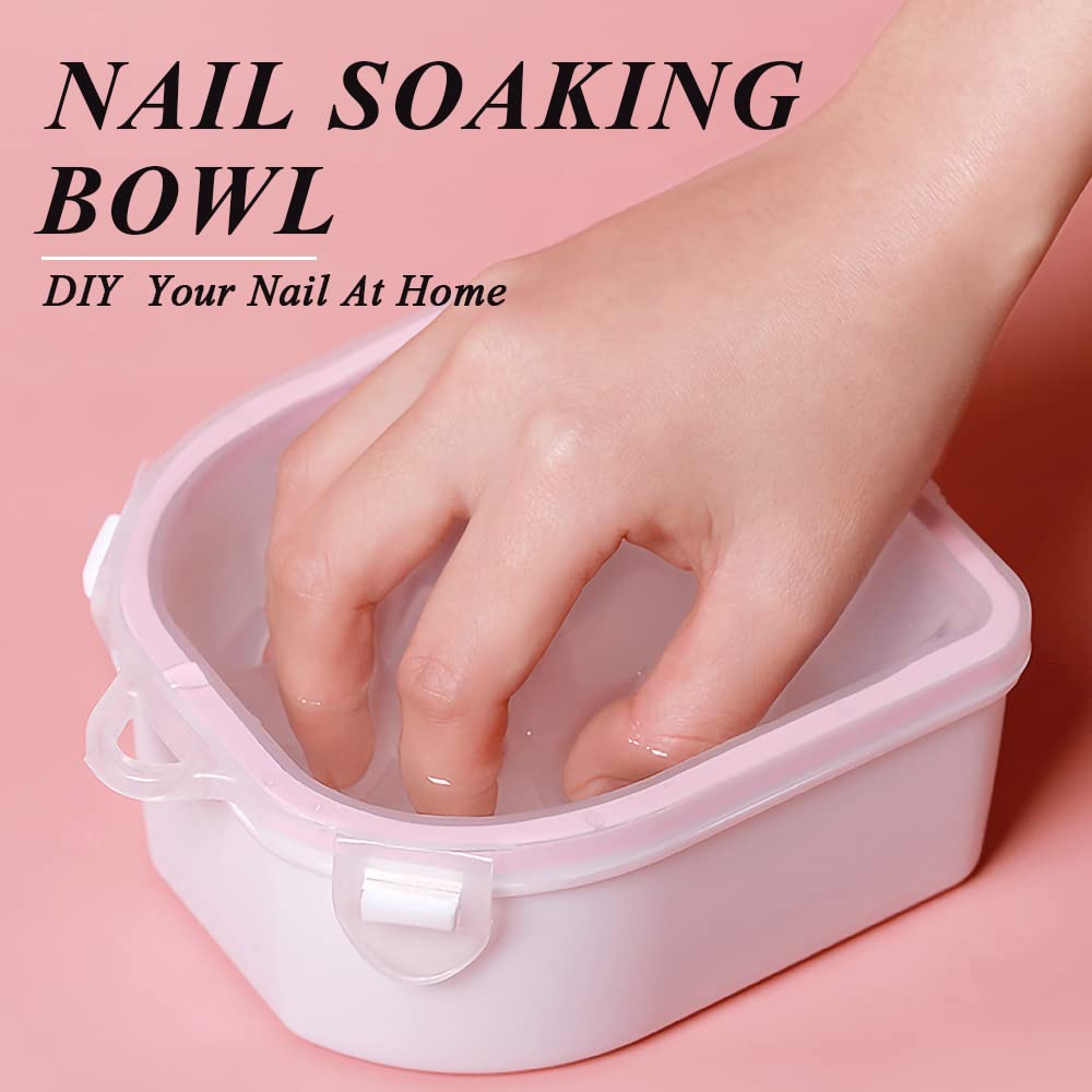 Professional Nail Soaking Bowl & Gel Polish Remover Kit - Manicure Bowl for Acrylic & Dip Nails Removal with Nail Brush, Cuticle Pusher, Peeler, 100/180 Grit Nail File & Buffer Block (Black) - Perfect for Salon & At-Home Nail Care