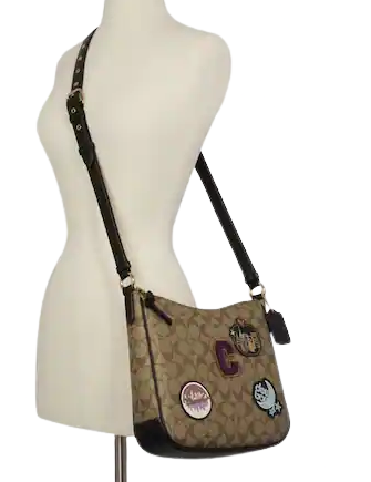 Coach Ellie File Bag in Signature Canvas with Disco Patches - Stylish Crossbody Bag for Women, Perfect for Work, Travel & Everyday Use