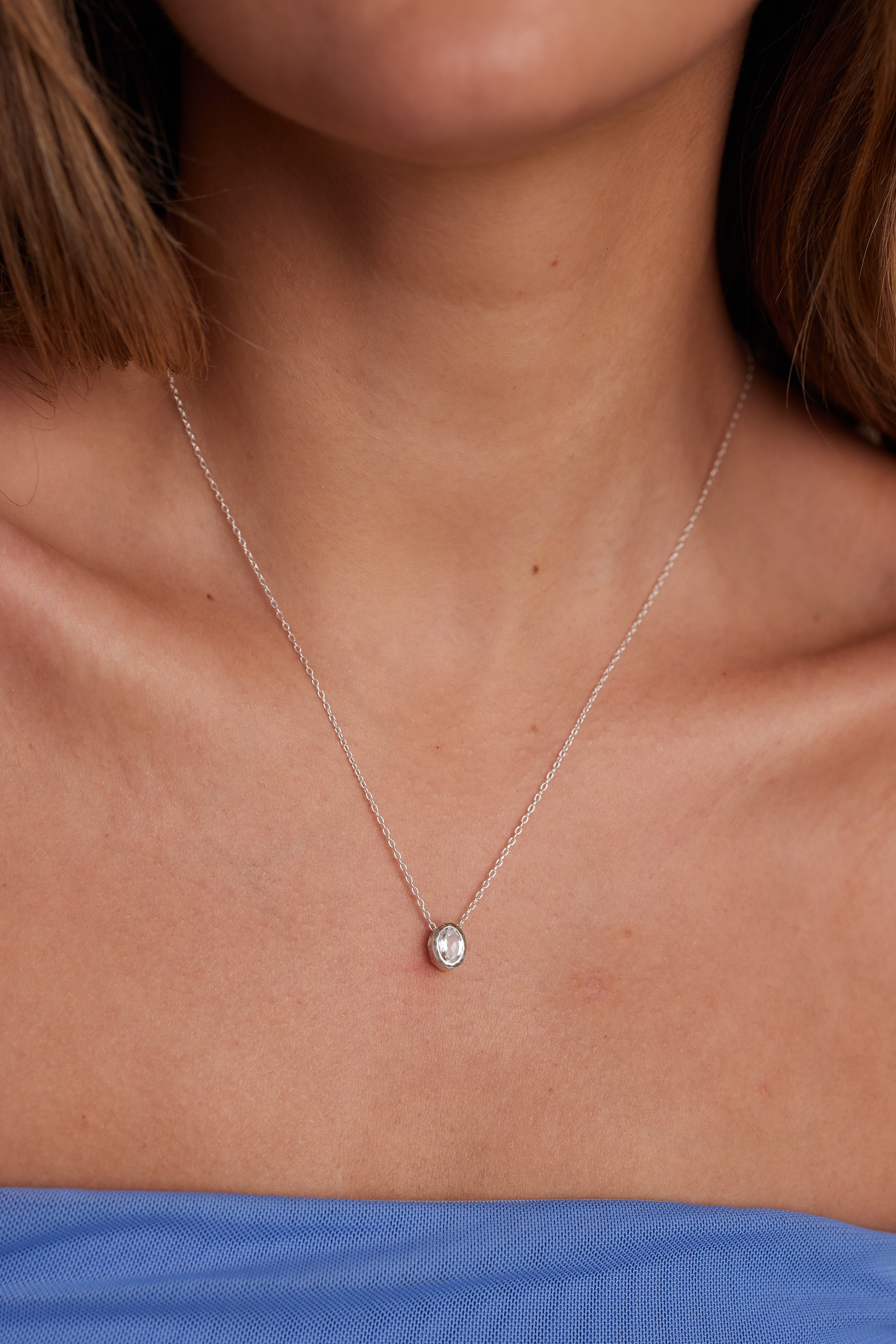 April Birthstone Necklace - Genuine Topaz Silver Oval Pendant for Women, Perfect Gift for April Birthdays, Anniversaries & Special Occasions