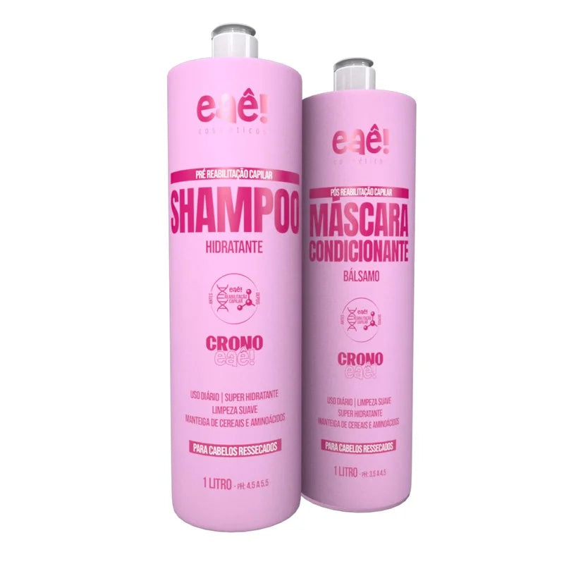 Eaê Cosmetics Chrono Treatment Kit - 2 x 1L (2 x 33.8 fl oz) Hair Repair Set for Damaged Hair - Salon-Quality Deep Conditioning Treatment at Home