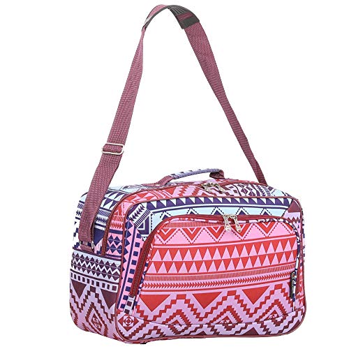 16 Inch Carry On Duffle Bag for Air Travel - Lightweight 19L Flight Approved Hand Luggage, Multi Aztec Design (Perfect as 2nd Bag or Underseat Personal Item for Weekend Trips & Business Travel)