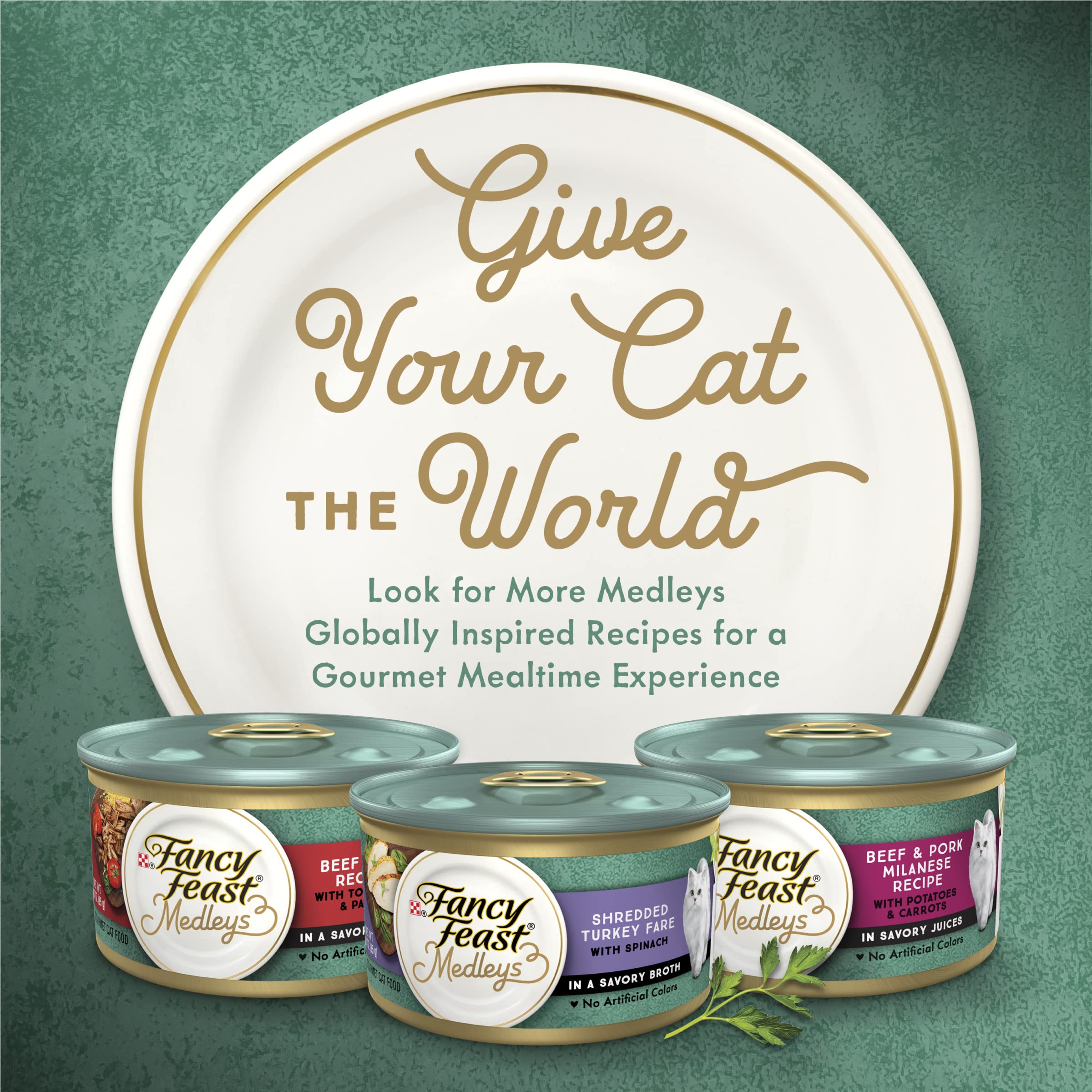 Purina Fancy Feast Wet Cat Food - Wild Salmon & Spinach Medleys in Savory Broth (24 Pack, 3 oz Cans) | High Protein Gourmet Cat Food for Adult Cats | Perfect for Mealtime, Weight Management & Picky Eaters