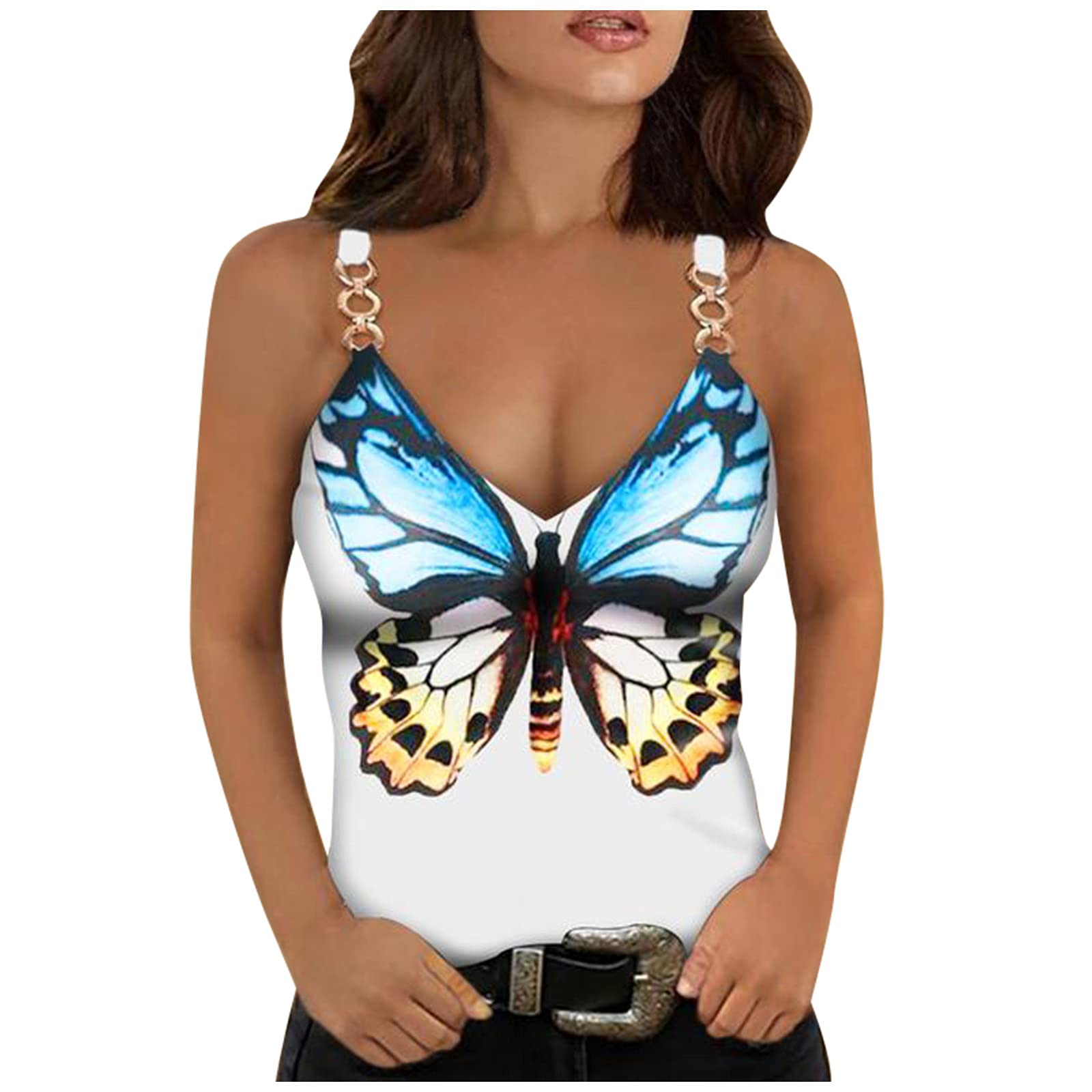 Heat Gear Women's Fashion V-Neck Printed Sleeveless Tops - Casual Pullover for Summer, Gym & Outdoor Activities