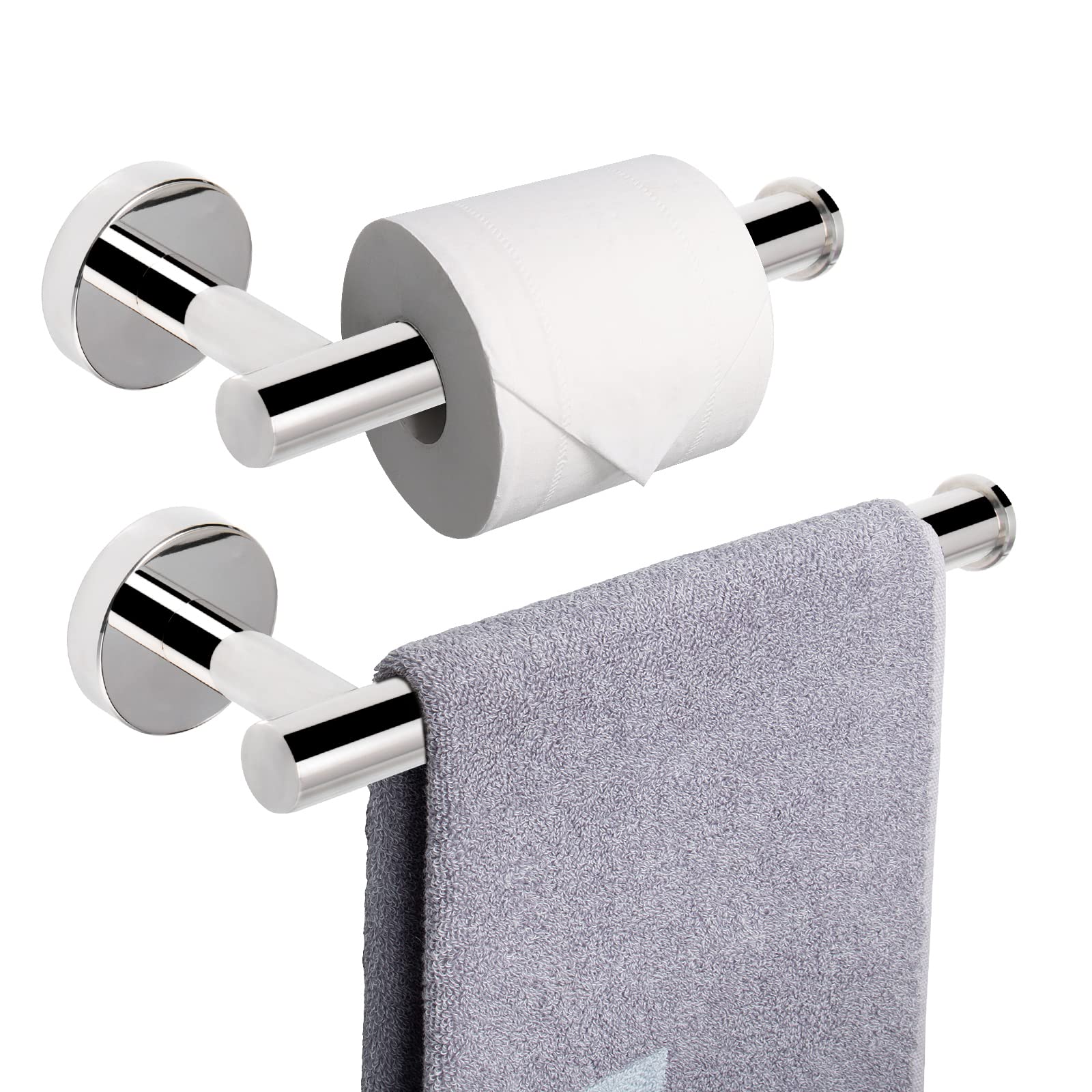 Premium 304 Stainless Steel Toilet Paper Holder & Hand Towel Rack Set - 2-Piece Wall Mounted Bathroom Hardware for Kitchen & Bathroom (Chrome Finish) - Perfect for Modern Homes & Luxury Hotels