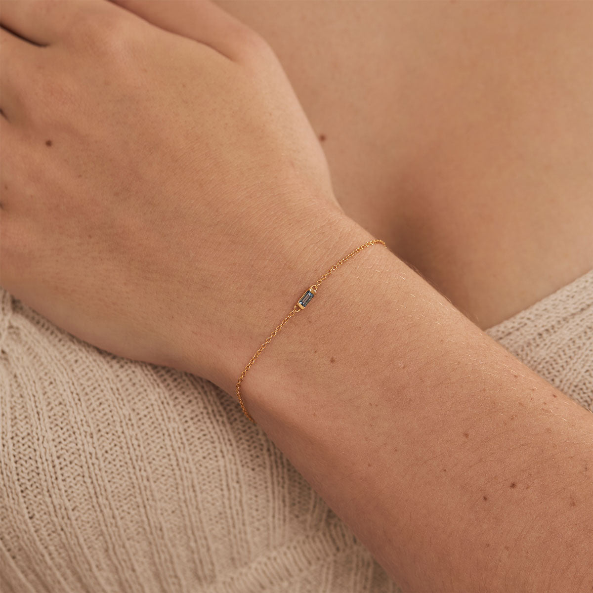 Lumen Baguette London Blue Topaz Bracelet in 14K Gold - Elegant Jewelry for Women, Perfect for Parties, Weddings & Special Occasions
