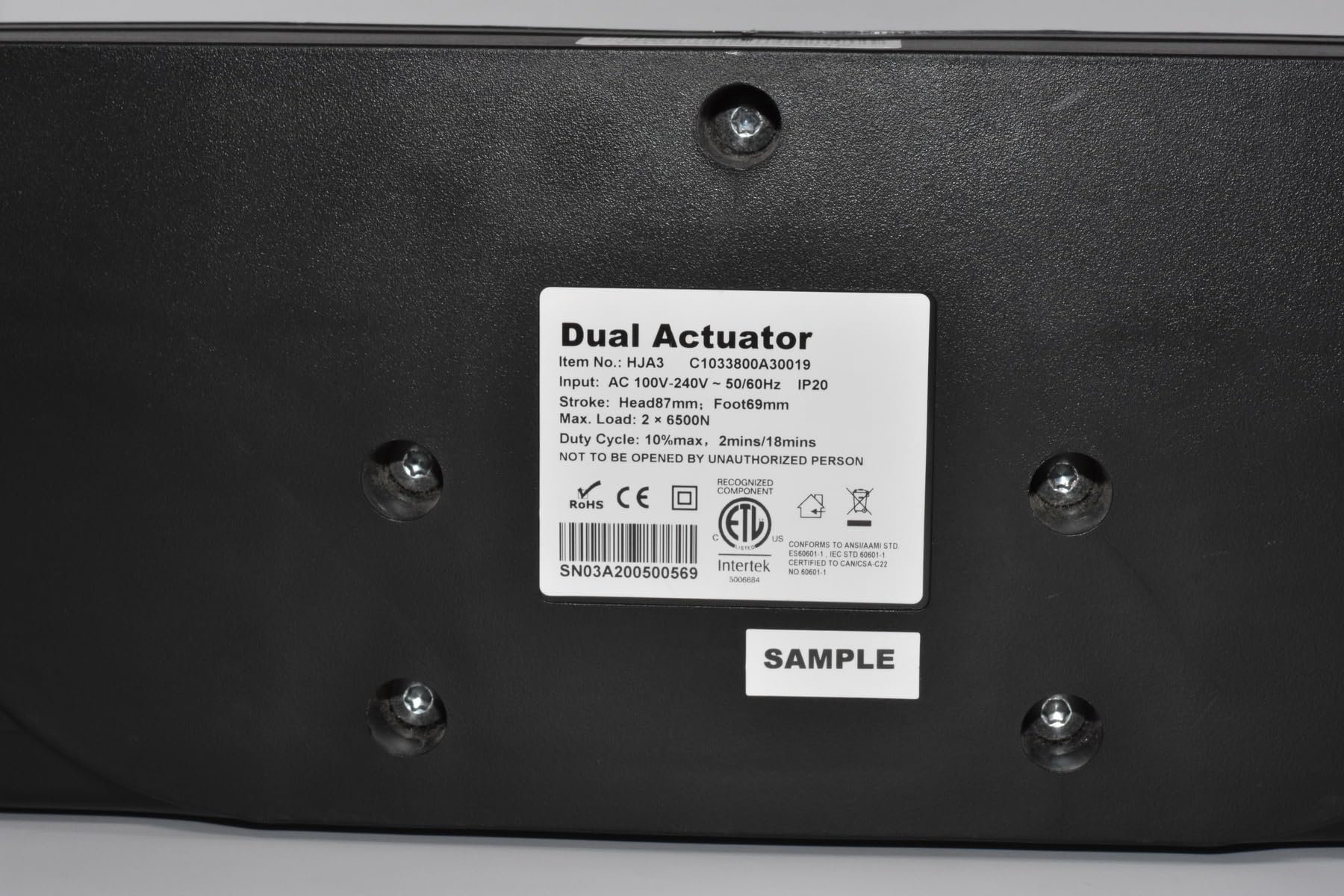 HJA3 Linear Actuator Motor for Adjustable Electric Bed Frame & Hospital Bed - Heavy Duty 12V DC Motor for Home Healthcare & Patient Care Use