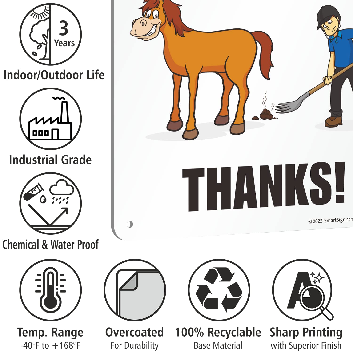 SmartSign (2-Pack) 14x10 Inch Horse Poop Clean Up Sign - Durable 55 mil HDPE Plastic, Weatherproof, Multicolor Digital Printing - Made in USA - Perfect for Farms, Stables & Equestrian Centers