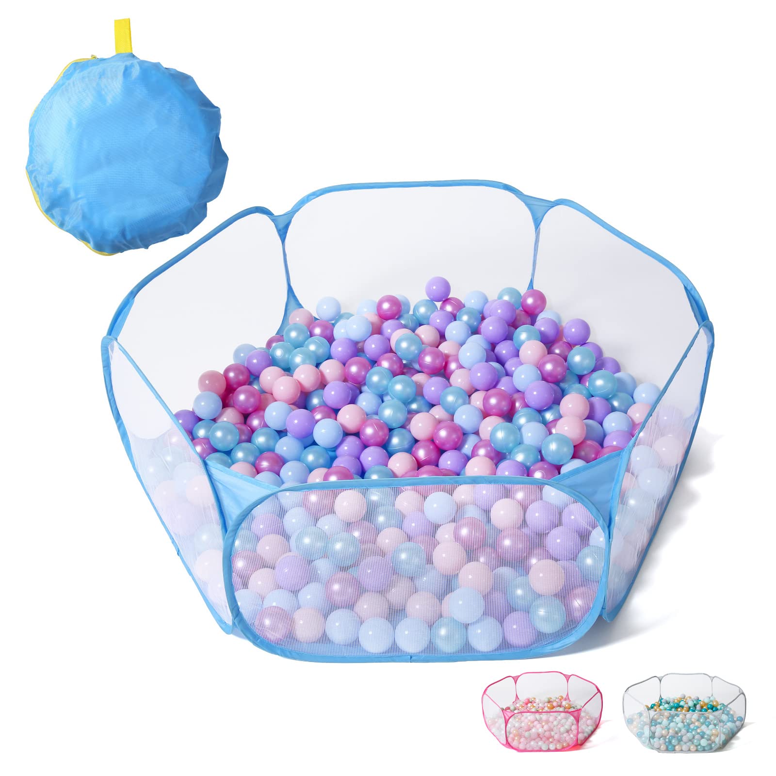 STARBOLO Kids Ball Pit Play Pool - Foldable Play Tent for Boys & Girls, Indoor Outdoor Toy Ball Pit with Carry Bag, Perfect for Birthday Parties, Daycare, Playroom & Backyard Fun (Blue)