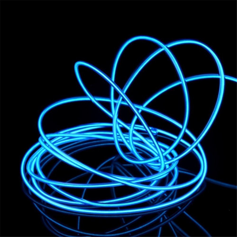 JIGUOOR 16.4ft EL Wire Battery Pack - 5m Bright Neon Light Strip with 360° Illumination for DIY Projects, Party Decorations, Halloween, Christmas - Blue Neon Tube Rope Lights for Home, Bar, Pub, Festival and Nightclub Lighting
