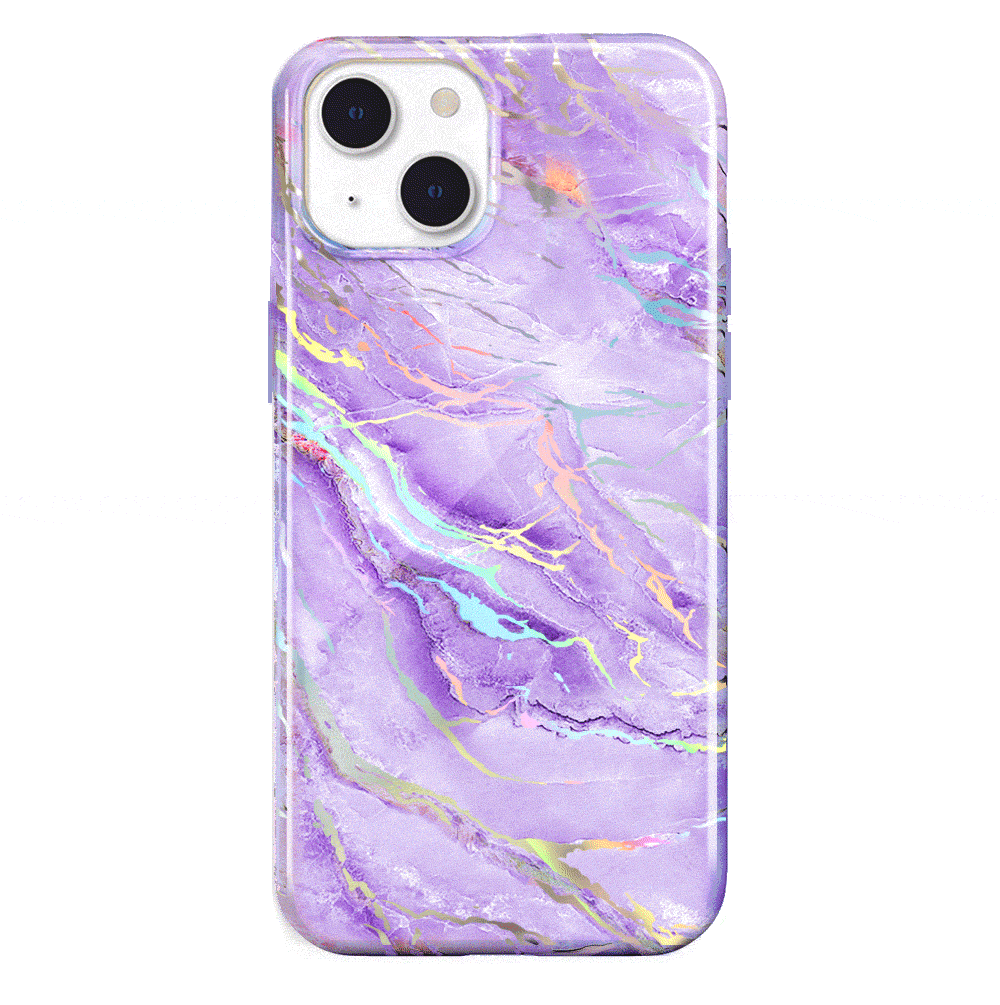 Purple Holographic Moonstone iPhone Case - Durable & Stylish Phone Cover for iPhone 13/14/15 Pro Max - Perfect for Everyday Use, Travel & Gift Giving