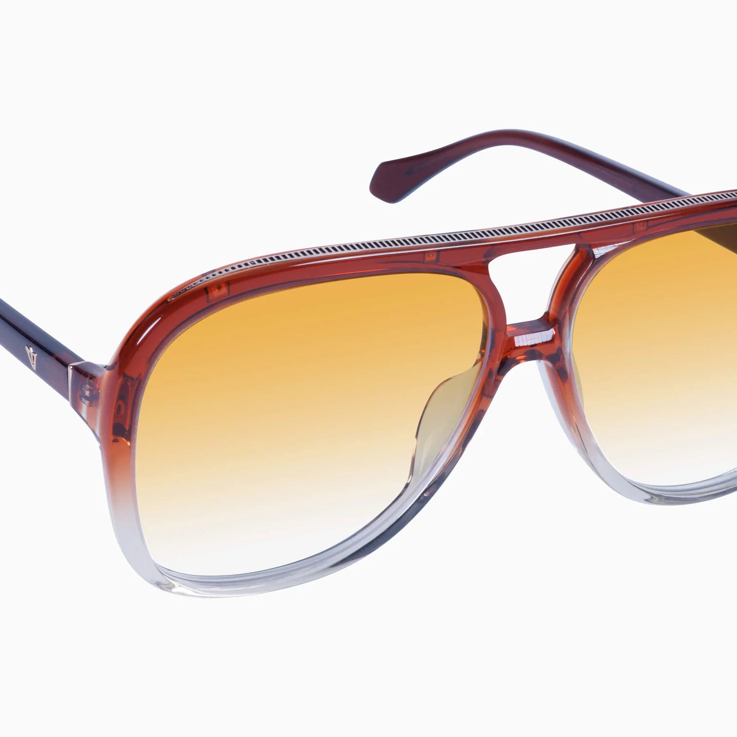 Bang Sunglasses - Burnt Orange Fade to Crystal Frame with Gold Metal Trim & Orange Gradient Lenses for Outdoor Sports and Fashion