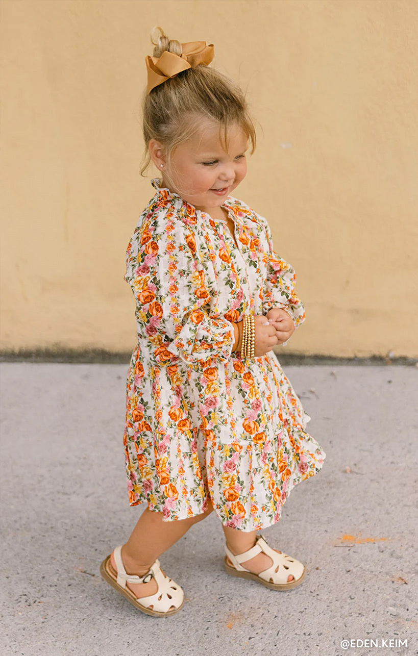 Little Birdie Dress - Hillside Stripe Floral Print Summer Dress for Girls | Casual Wear, Birthday Party, Photo Shoot Outfits