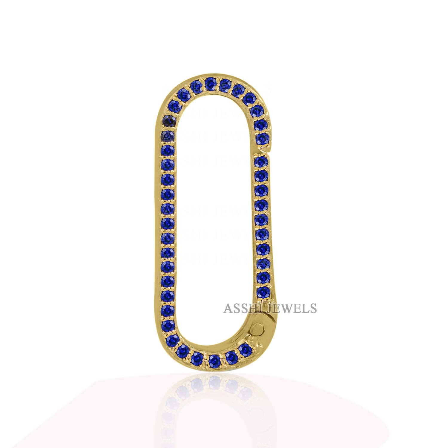 9K Gold Blue Sapphire Enhancer Lock - Durable Circular Push Lock for Necklace Chains - Perfect for Jewelry Making, Gifts & Fashion Accessories