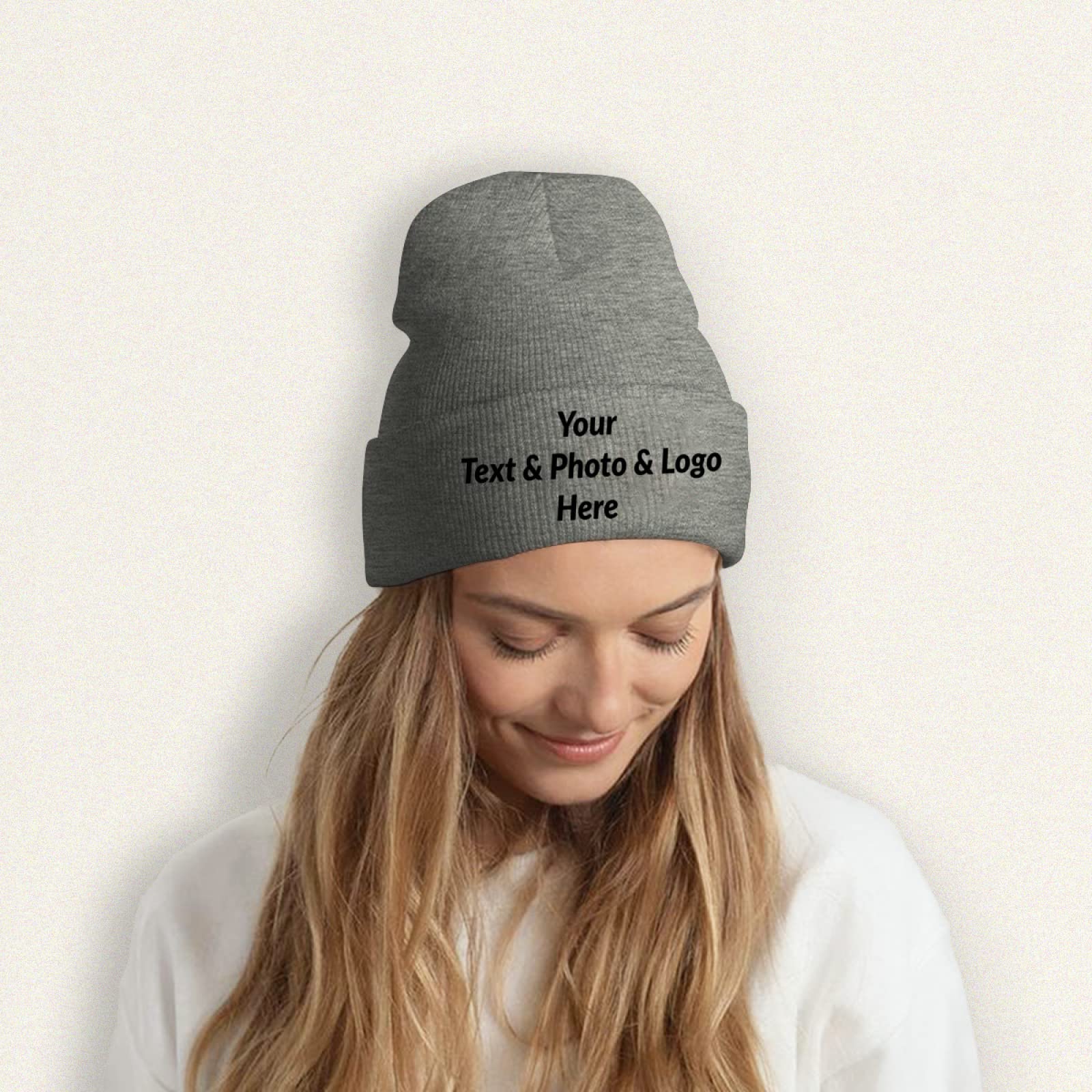 Custom Beanie Hats with Personalized Text, Photo & Logo - Design Your Own Winter Hat for Men & Women (Dark Gray) - Perfect for Gifts, Sports Teams & Brand Promotion