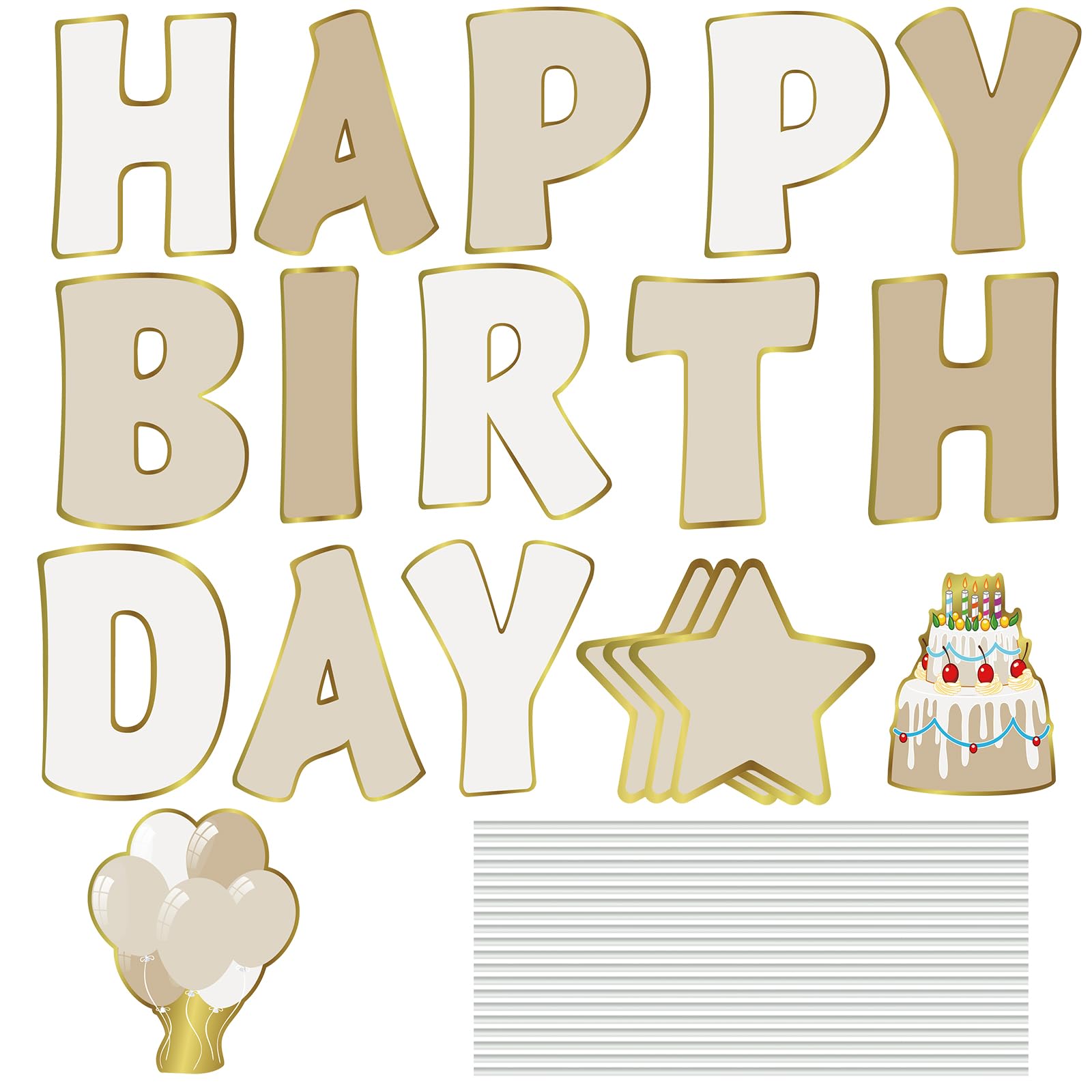 Jetec 18-Piece Happy Birthday Yard Sign Set with Stakes - 16 Inch Outdoor Lawn Signs for Birthday Parties | Cake & Balloon Patio Decorations | Garden & Lawn Party Decor | Perfect for Backyard Celebrations, BBQs, and Outdoor Events