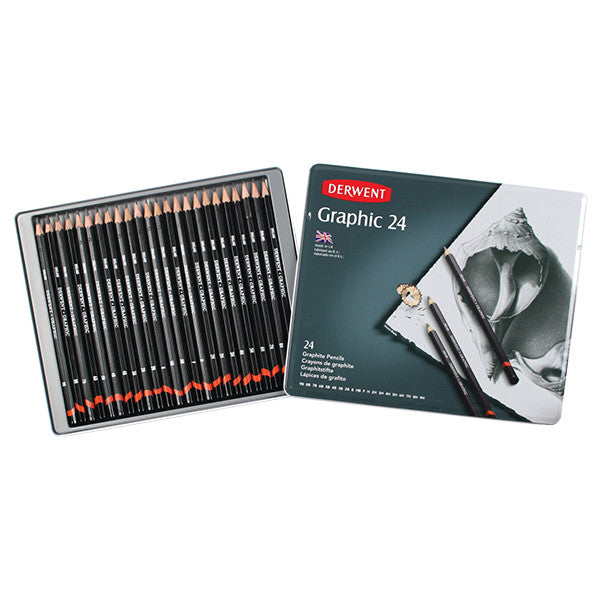 Derwent Graphic Graphite Pencils - Set of 24 Professional Drawing Pencils for Artists & Sketching - Perfect for Sketching, Shading & Detailed Artwork