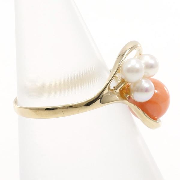 14K Yellow Gold Coral Pearl Ring for Women - Elegant Handmade Jewelry Gift for Birthday, Anniversary & Special Occasions