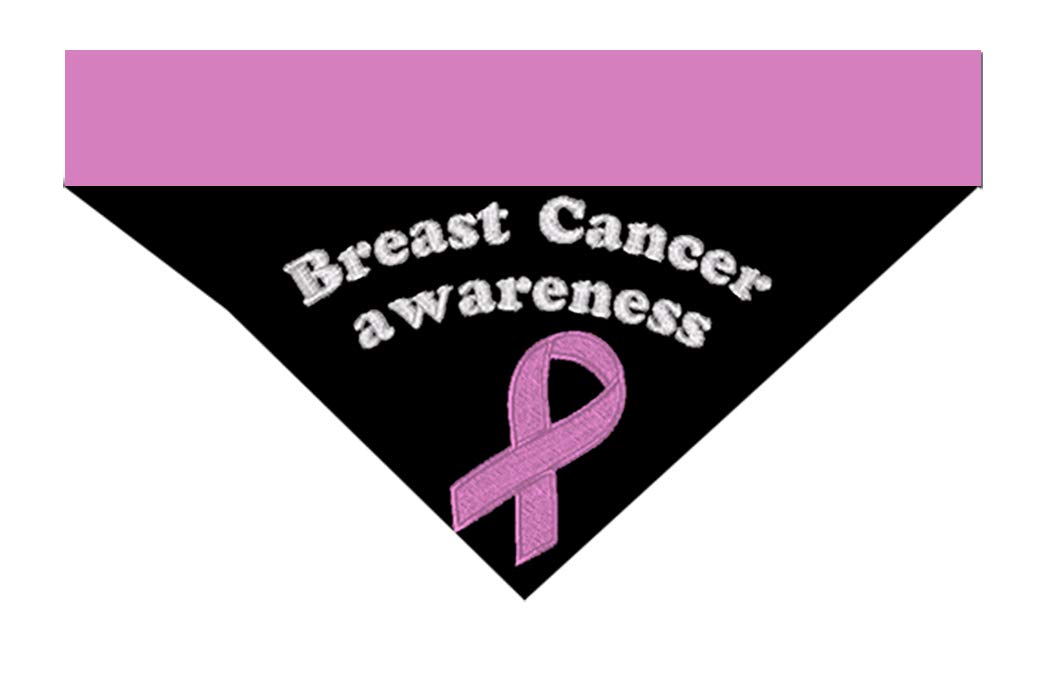 **Pink Ribbon Dog Bandana - Embroidered Personalized Pet Bandana for Breast Cancer Awareness - Adjustable Over-the-Collar Design for All Dog Sizes - Perfect for Walks, Fundraisers & Support Events**