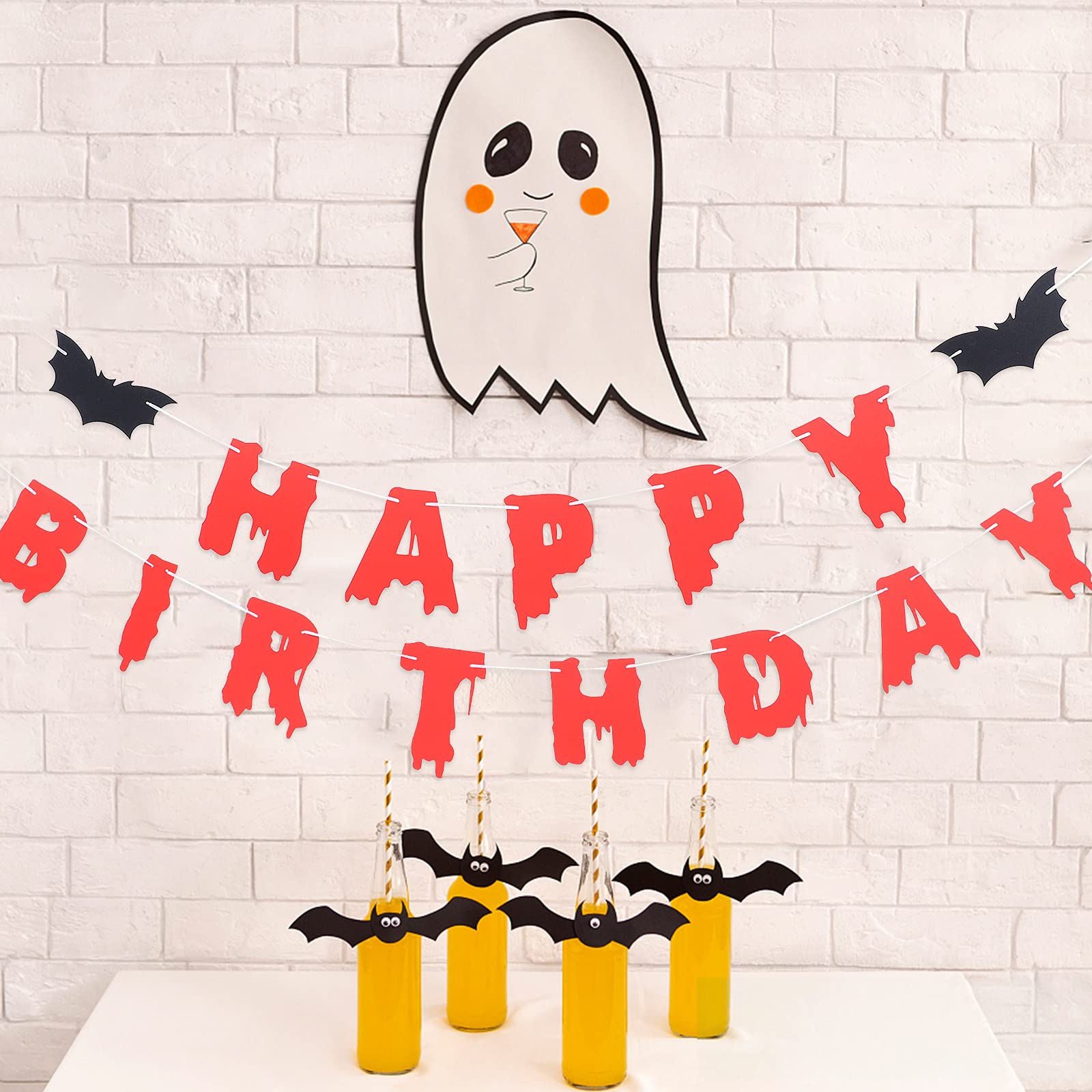 LIOOBO Halloween Party Decorations Set - 1 Pack Red Hanging Banner & Flags for Halloween, Birthday, Party Decorations - Perfect for Indoor & Outdoor Halloween Parties, Birthday Celebrations, and Festive Events