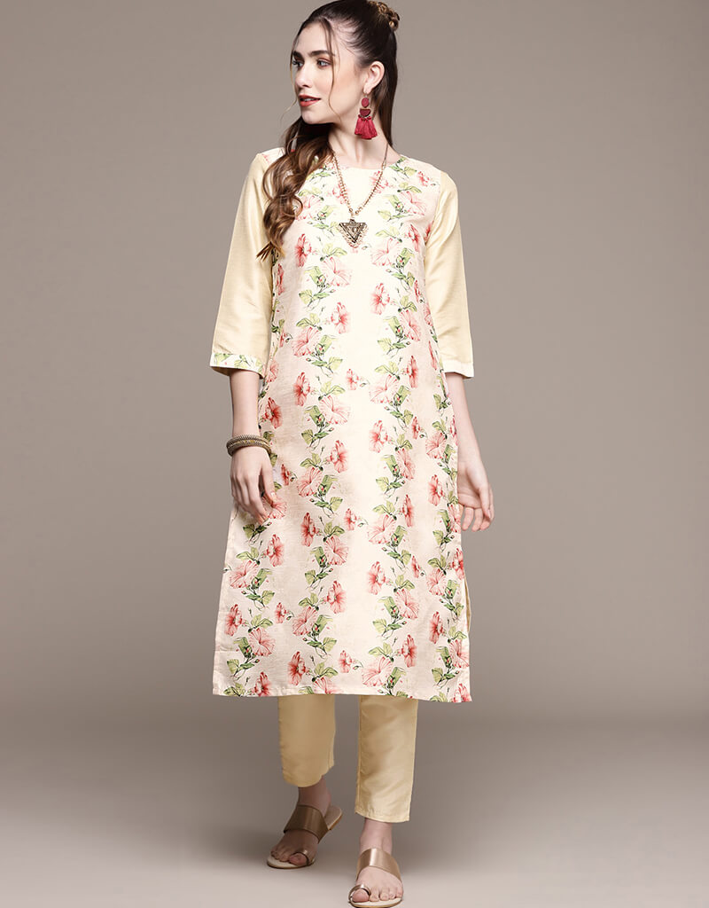Beige Poly Silk Straight Leg Pants for Women - Elegant Office Wear & Casual Outfits