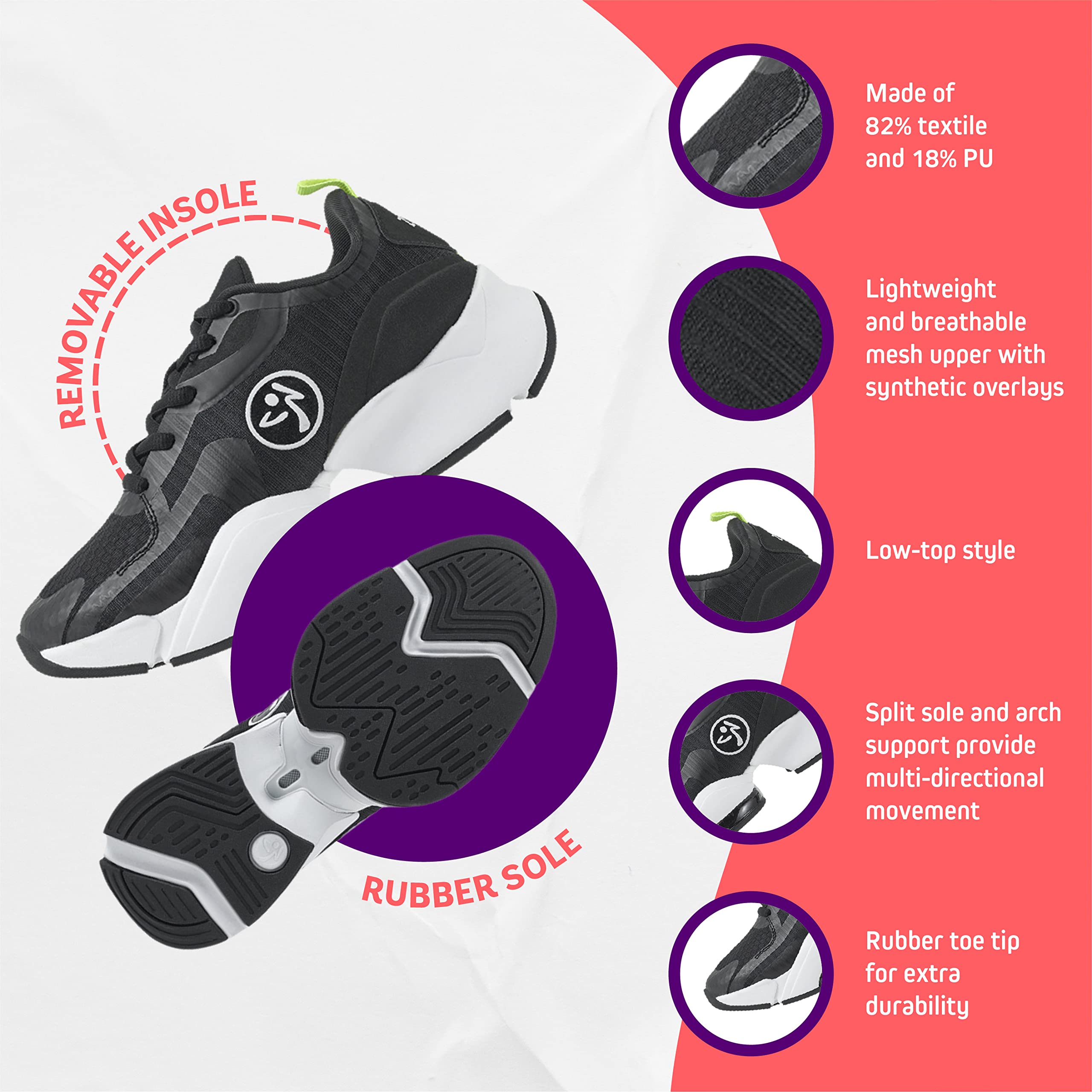 ZUMBA Women’s Air Stomp Classic Athletic Shoes - Lightweight Low-Top Dance Sneakers for Women | Perfect for Zumba, Jazzercise & Aerobics Workouts