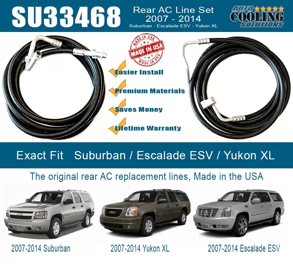 2007-2014 Chevy Suburban/GMC Yukon XL/Cadillac Escalade ESV Rear AC Line Replacement Kit - OEM Fit for Cooling System Repair | Perfect for Summer Road Trips & Family Vacations
