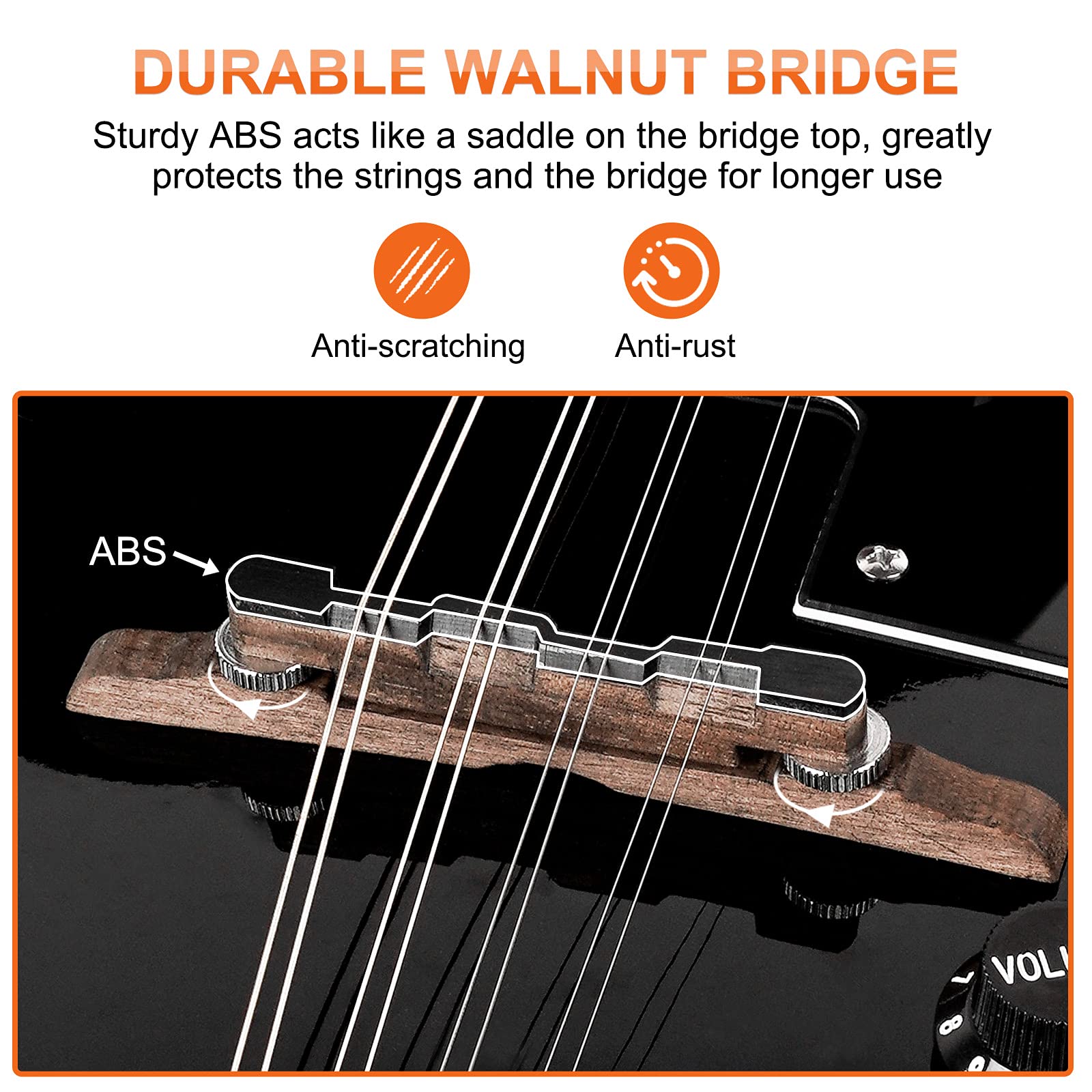 Vangoa A-Style Mahogany Acoustic-Electric Mandolin for Beginners - Professional Quality Musical Instrument for Adults, Teens & Kids (Black) | Perfect for Bluegrass, Folk Music & Live Performances