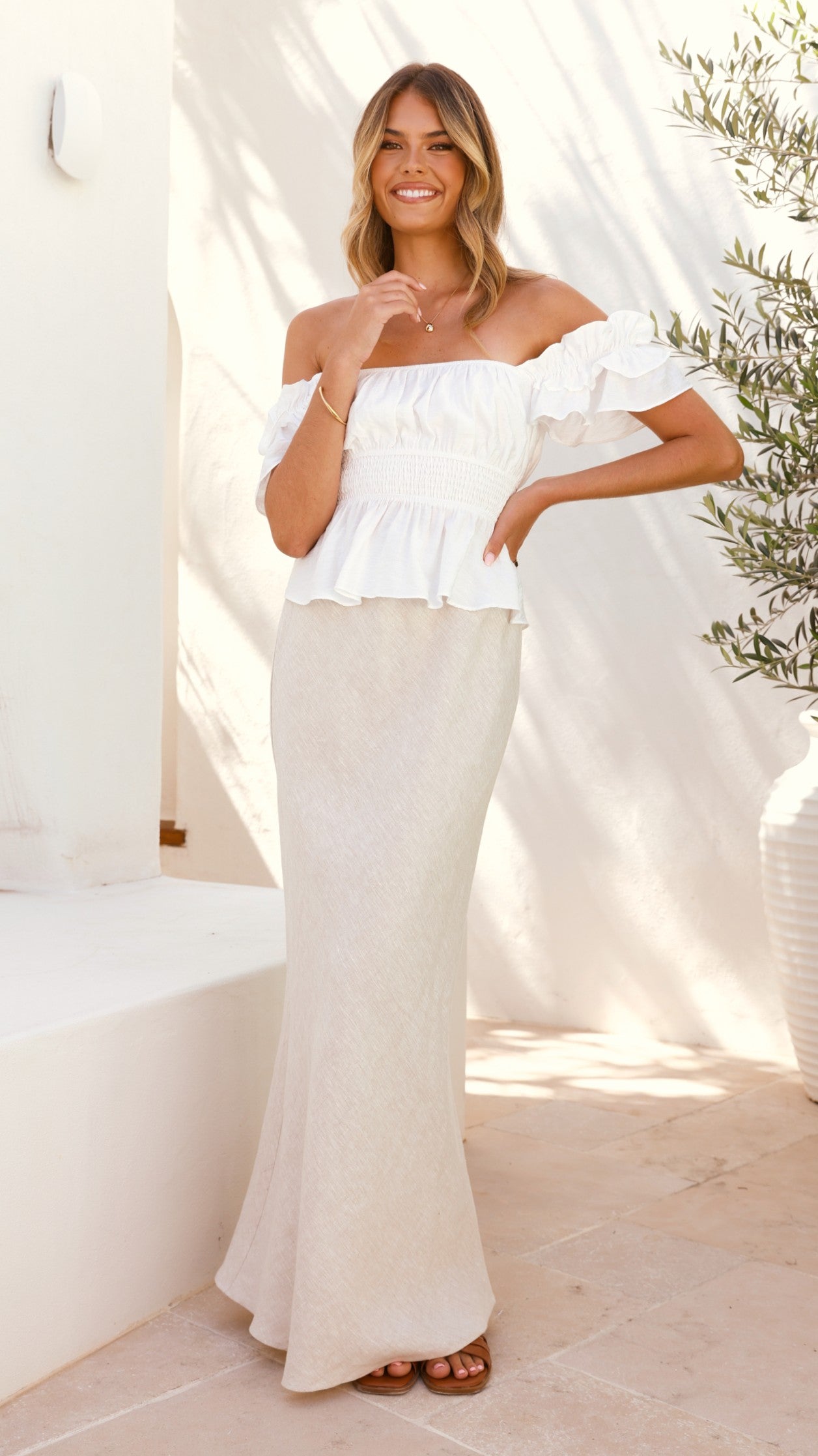 Fifi Top Women's White Blouse - Perfect for Casual Outings, Office Wear & Date Nights