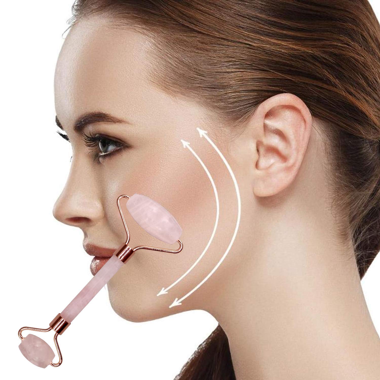 100% Natural Jade Roller for Face & Neck - Double Sided Facial Massage Tool for Toning, Firming & Serum Application | ORILEY MXD7-6 | Beauty & Skincare Essential for Relaxation & Anti-Aging