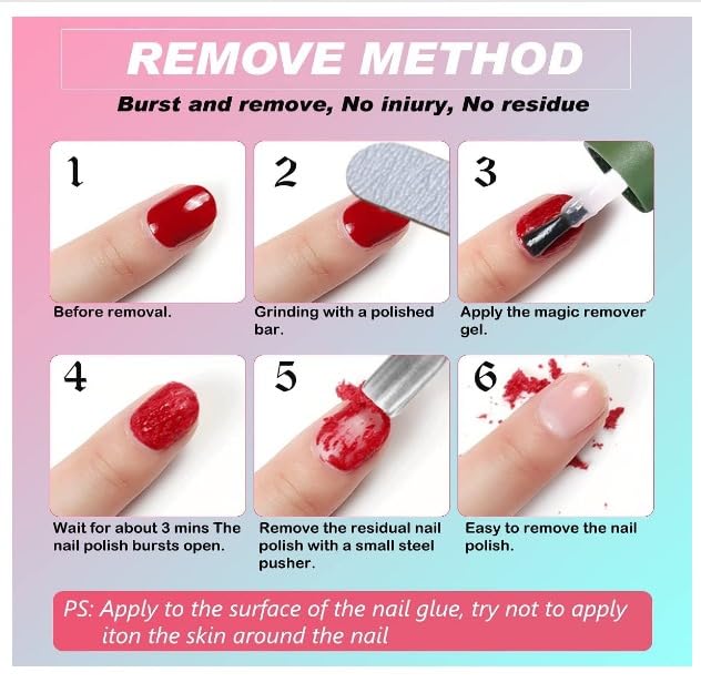 Fast-Acting Magic Gel Nail Polish Remover - Soak Off in 1-2 Minutes | 15ml Bottle | Professional Nail Care Solution for Salon & Home Manicures